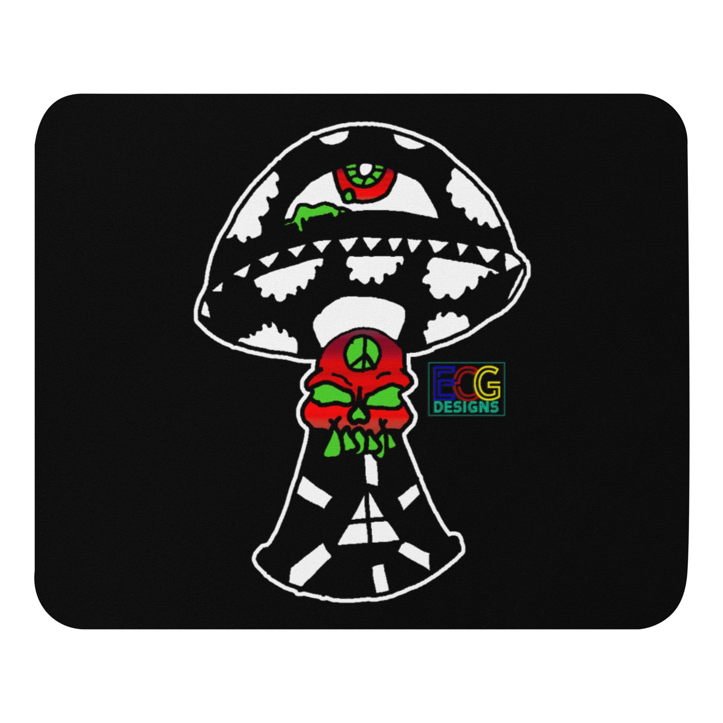 Black and White Skull Shroom Mouse pad