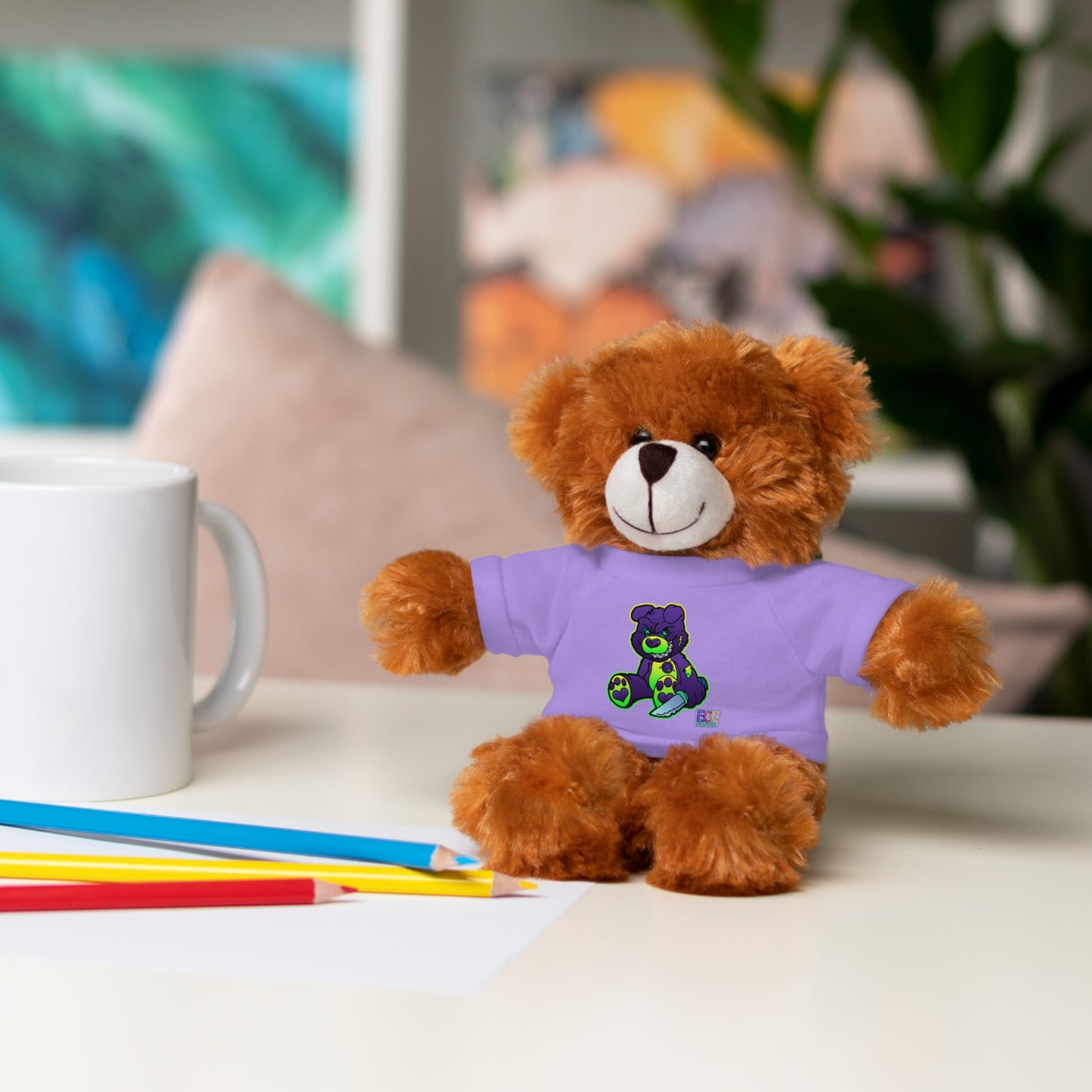 Purple and Green Demon Bear Stuffed Animals with Tee