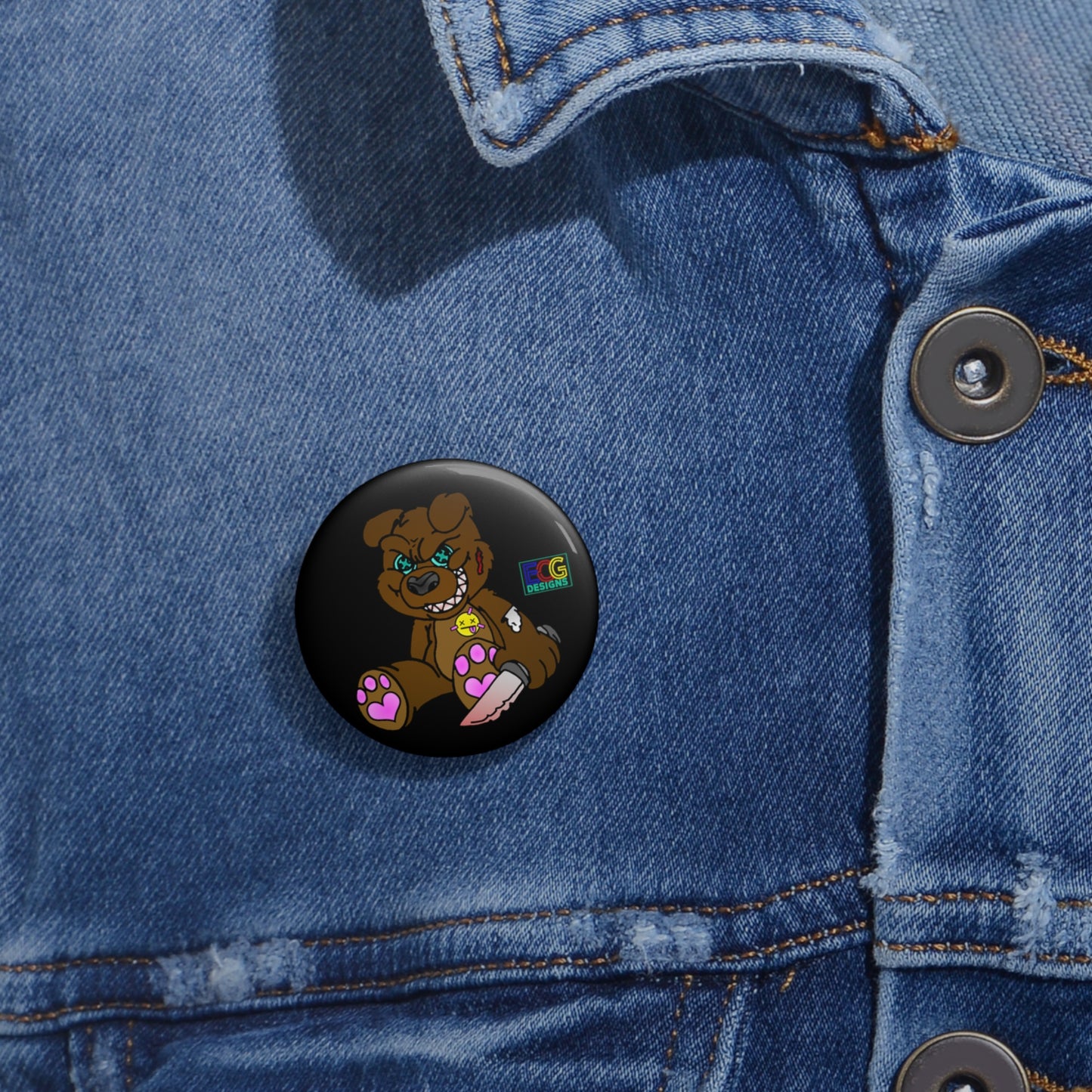 Brown Demon Bear Pin Buttons