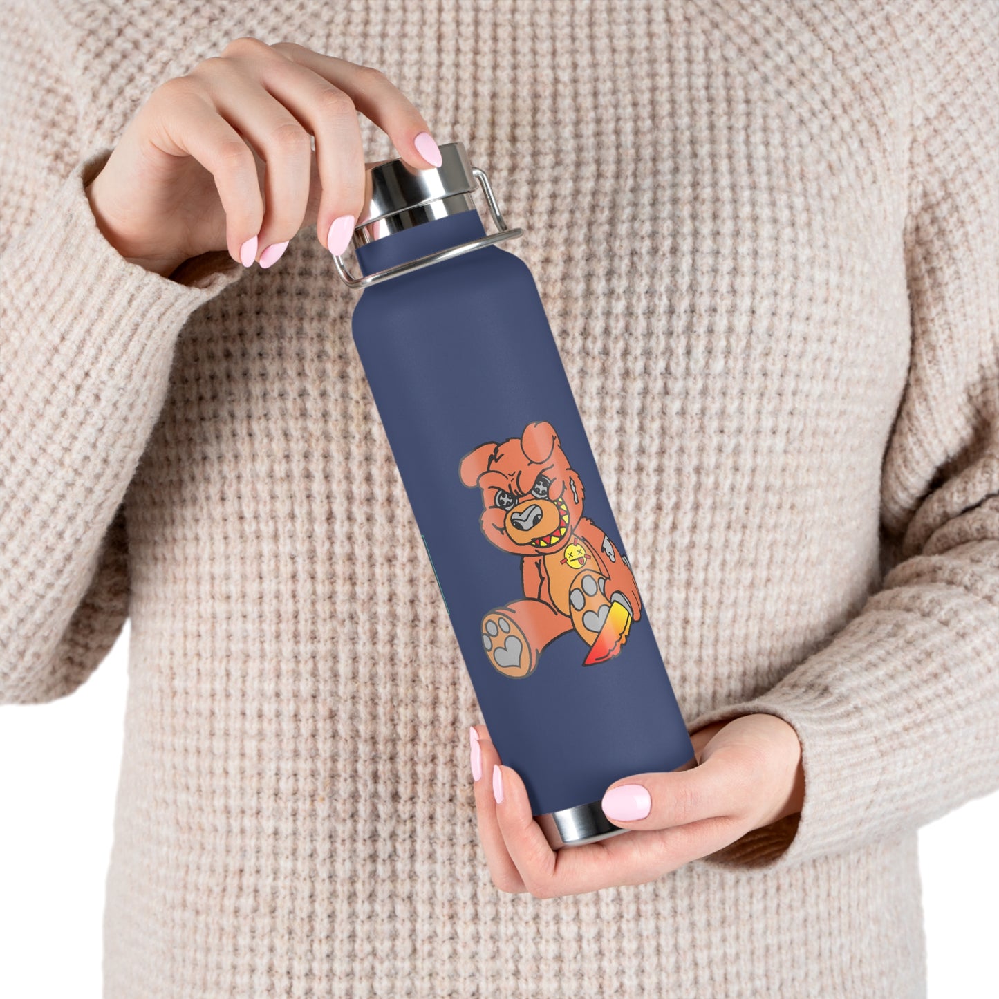 Orange Demon Bear 22oz Vacuum Insulated Bottle