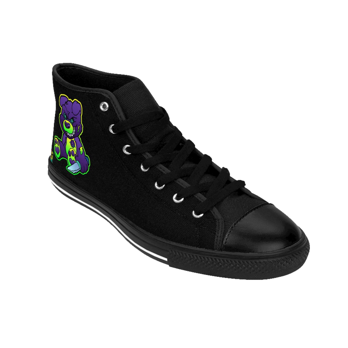 Purple and Green Demon Bear Men's Classic Sneakers