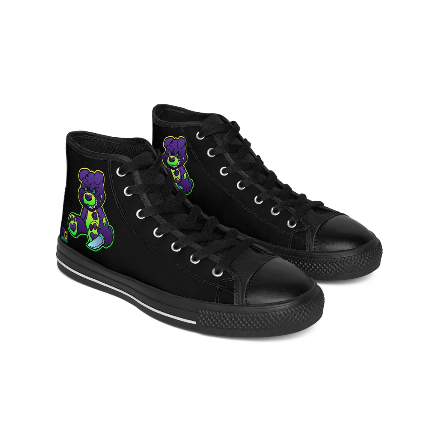 Purple and Green Demon Bear Men's Classic Sneakers