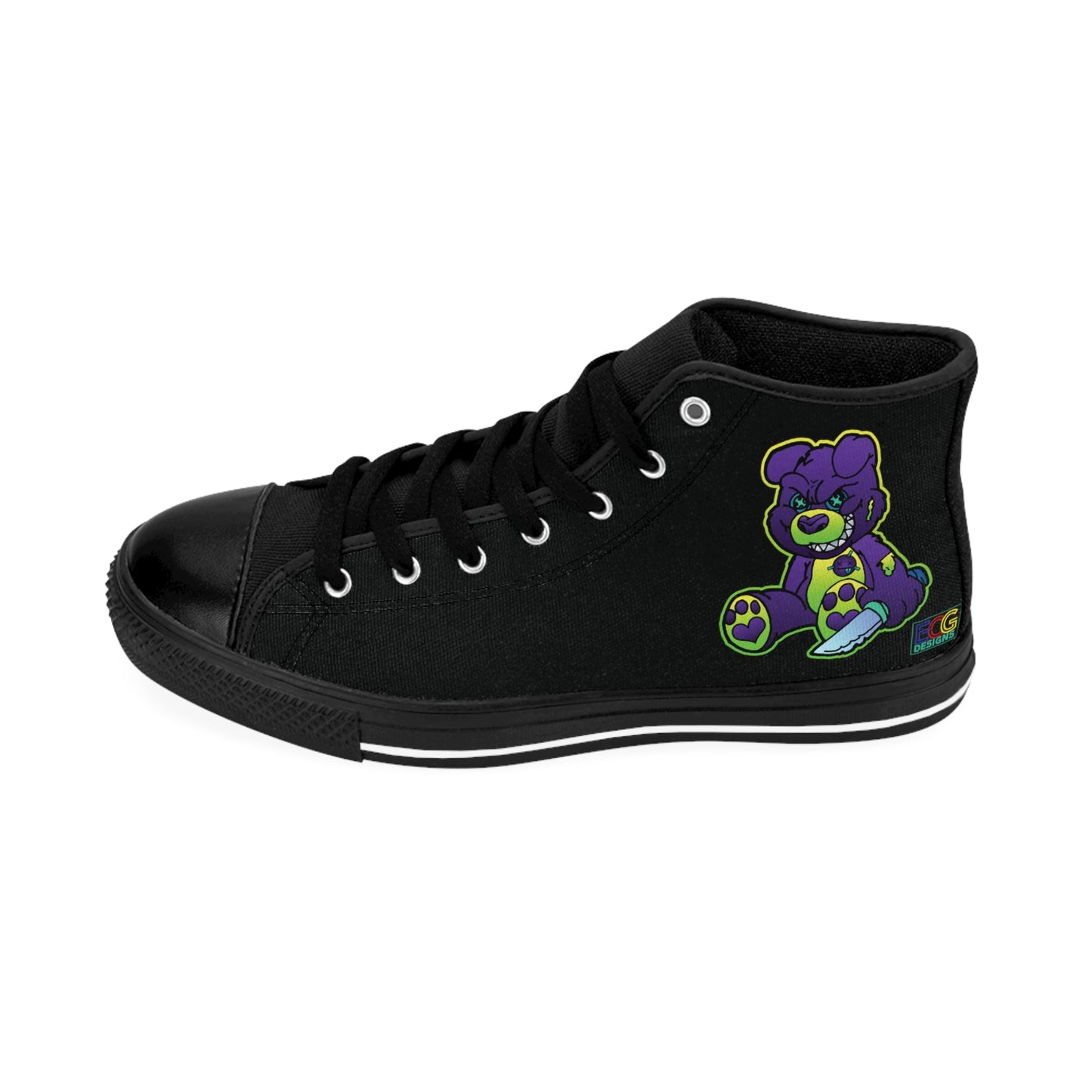 Purple and Green Demon Bear Women's Classic Sneakers