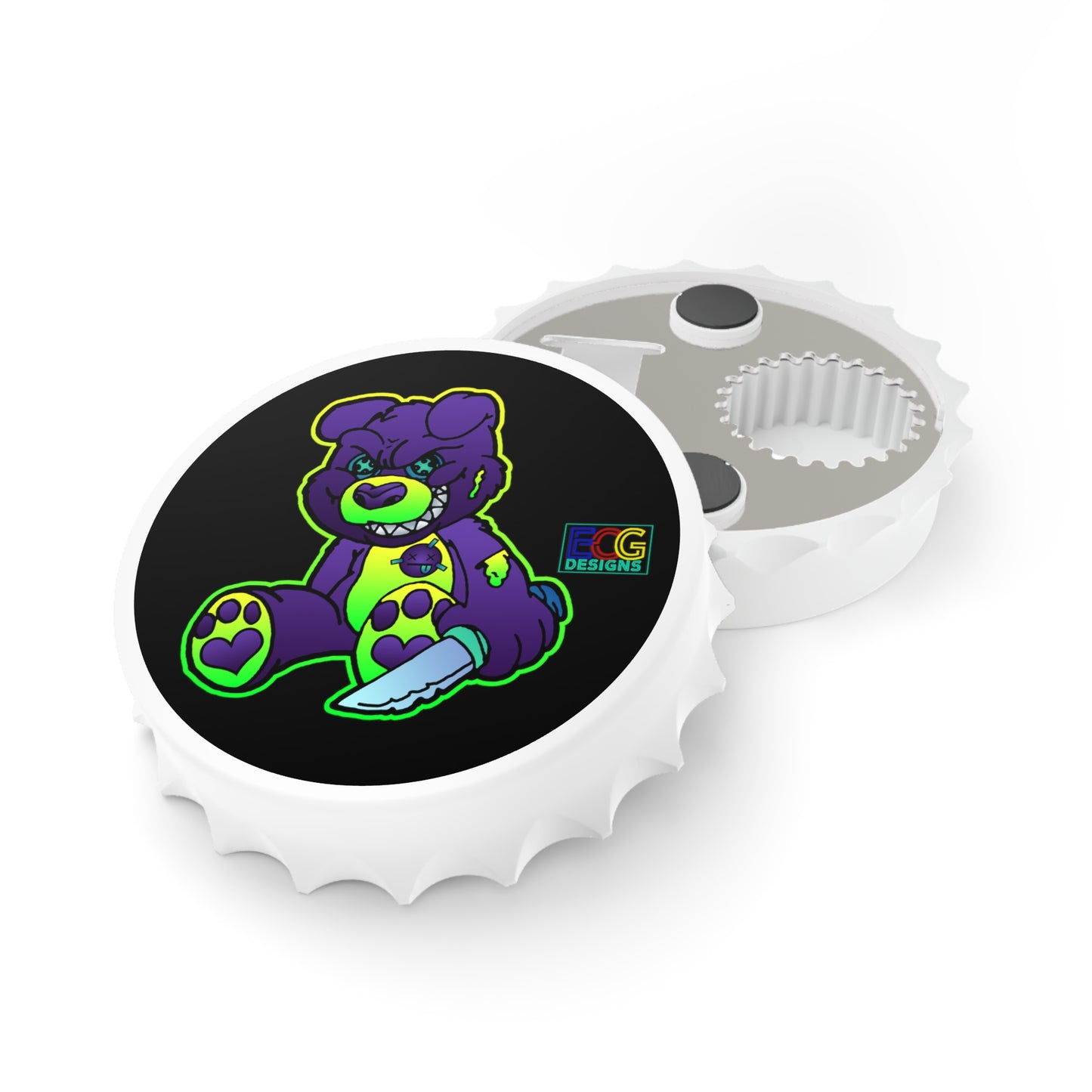 Purple and Green Demon Bear Bottle Opener