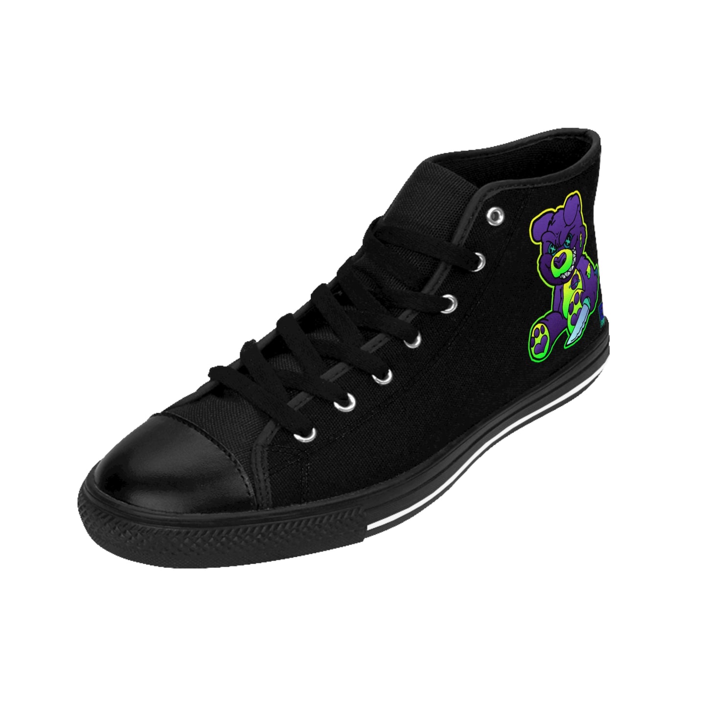 Purple and Green Demon Bear Men's Classic Sneakers