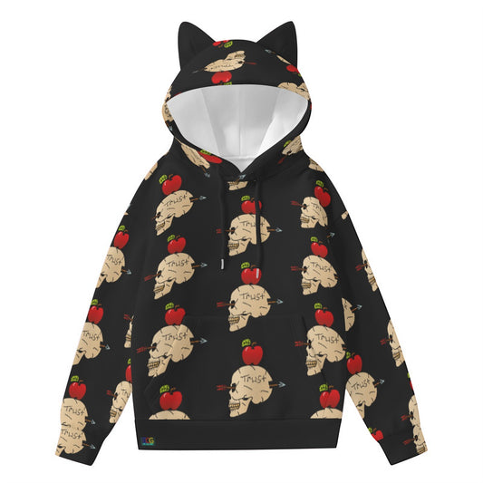 Trust Me All-Over Print Women’s Hoodie With Decorative Ears