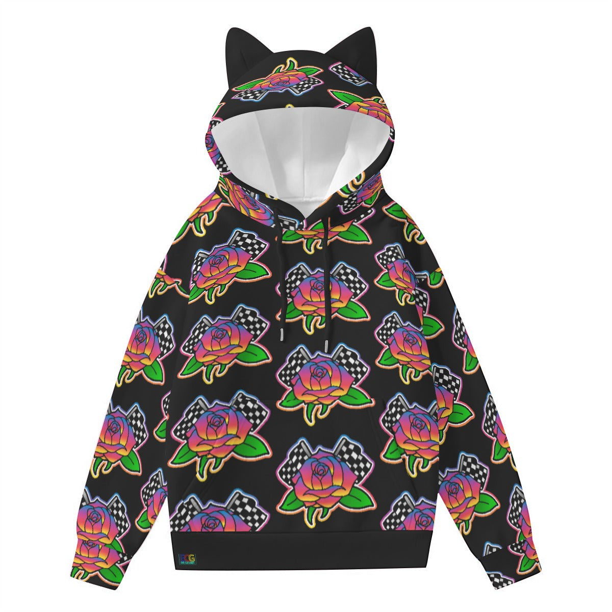 Rose to Victory All-Over Print Women’s Hoodie With Decorative Ears