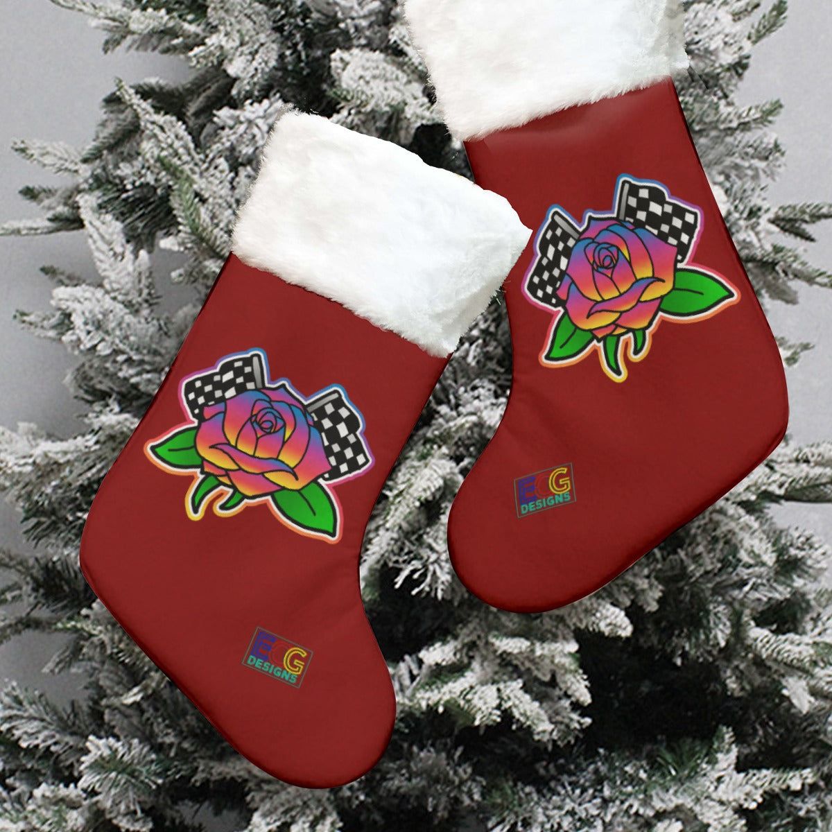 Rose to Victory (Red) All-Over Print Christmas Stocking