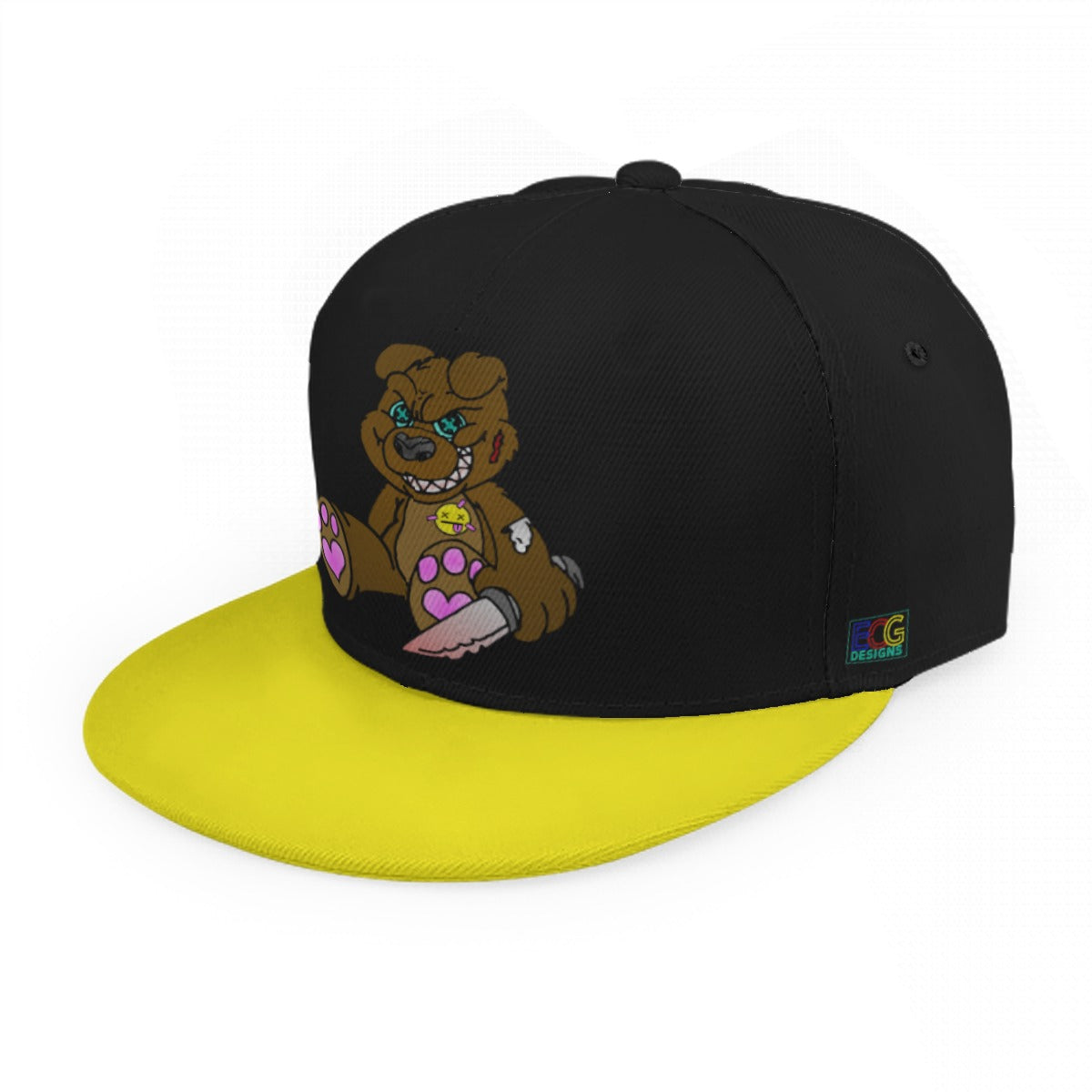 Brown Demon Bear Baseball Cap With Flat Brim