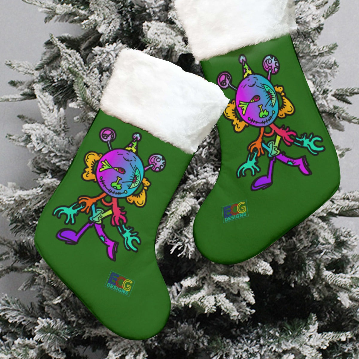 Happy Eye Day (Green) All-Over Print Christmas Stocking