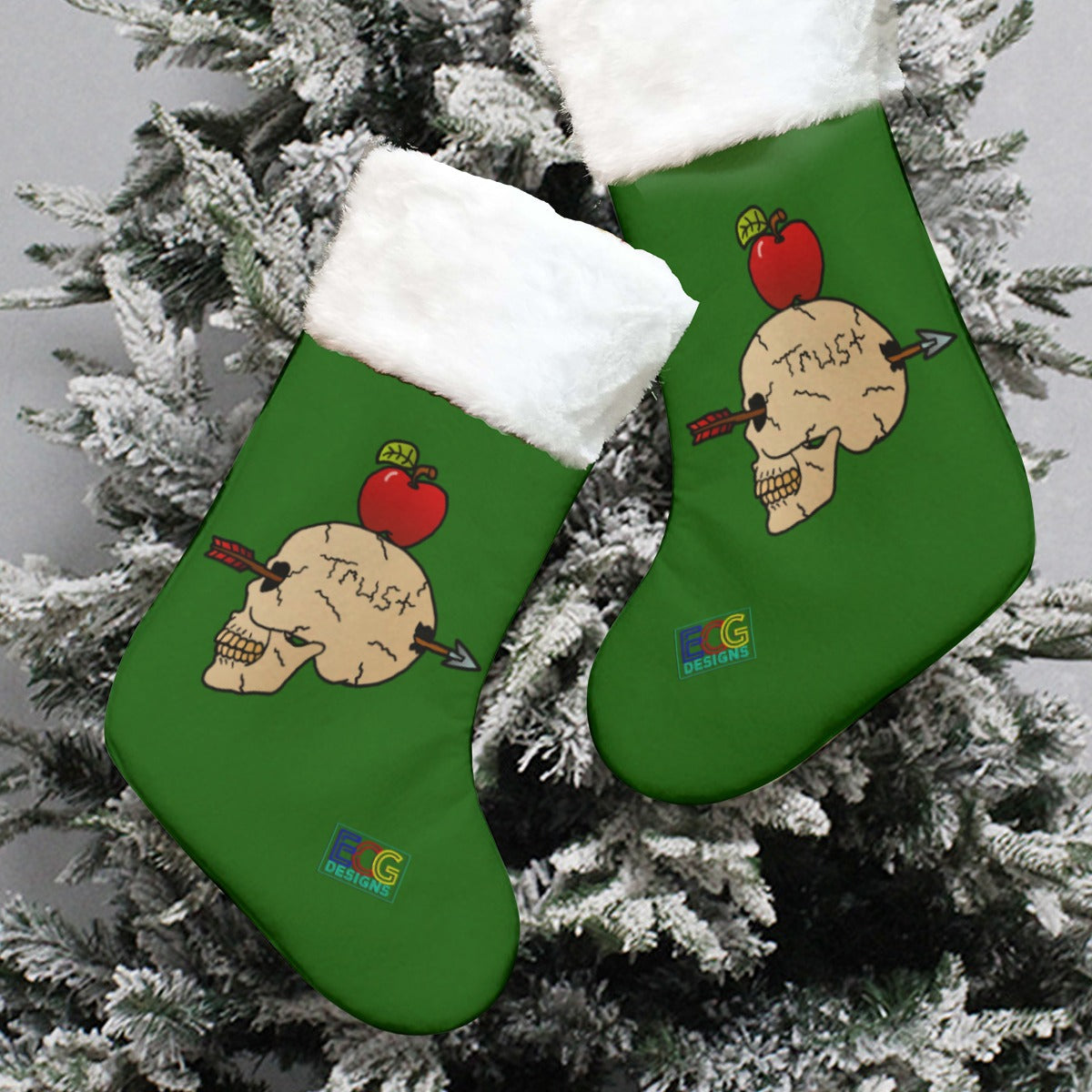 Trust Me (Green) All-Over Print Christmas Stocking