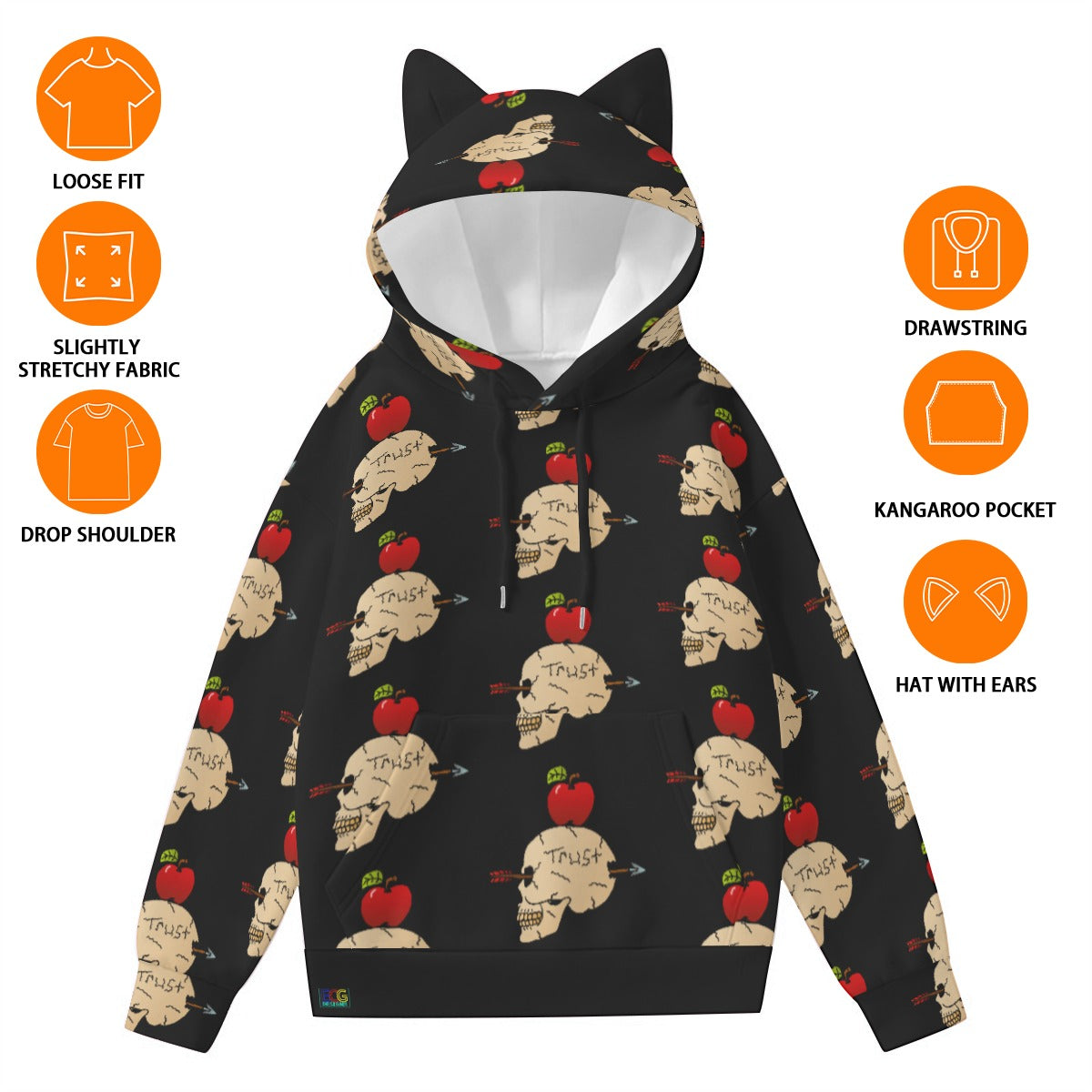 Trust Me All-Over Print Women’s Hoodie With Decorative Ears