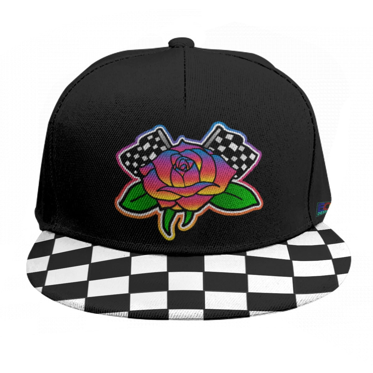 Rose to Victory (Checkered) Baseball Cap With Flat Brim