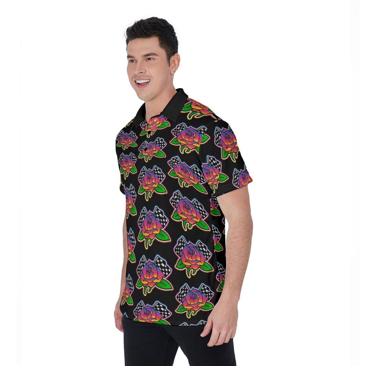 Rose to Victory All-Over Print Men's Polo Shirt