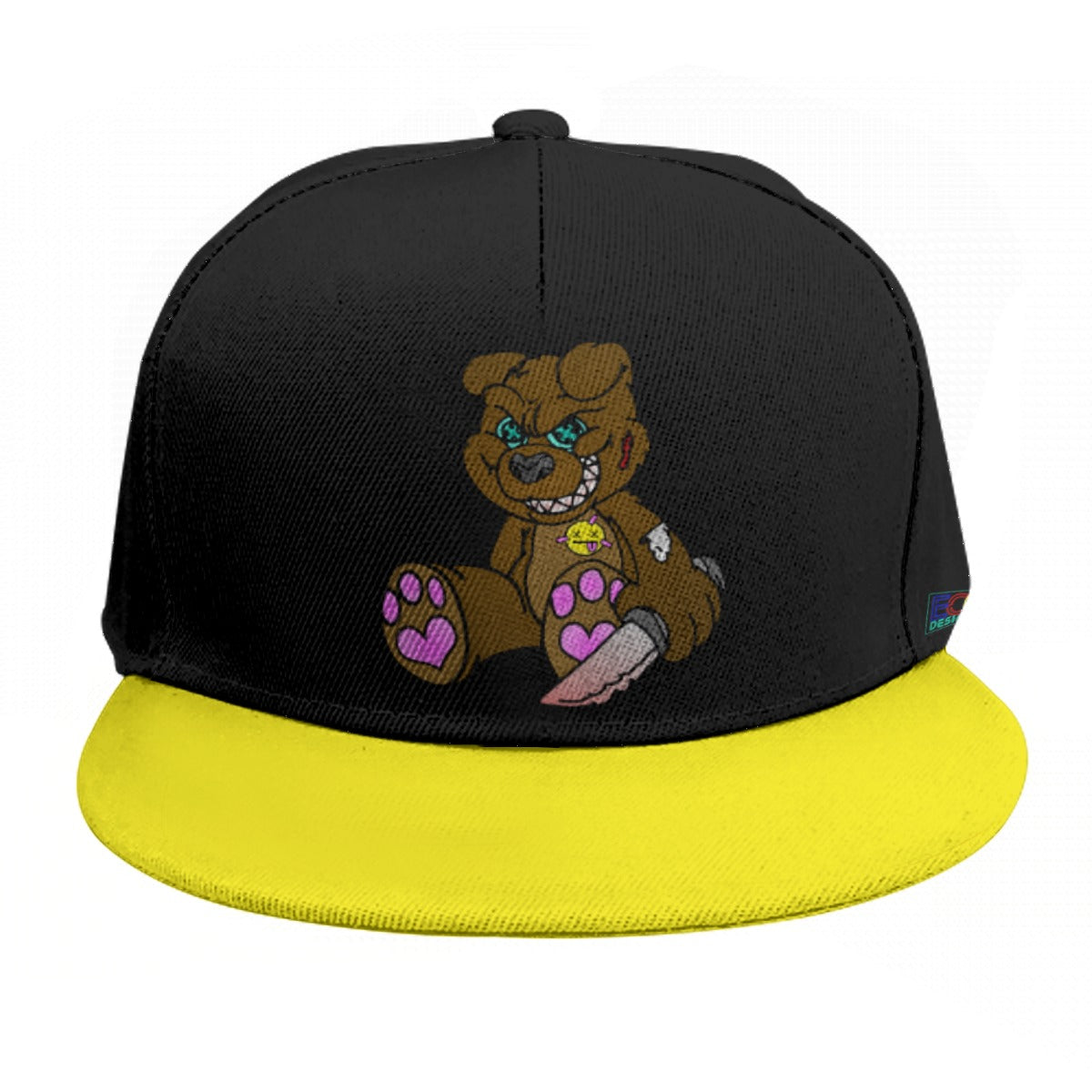 Brown Demon Bear Baseball Cap With Flat Brim