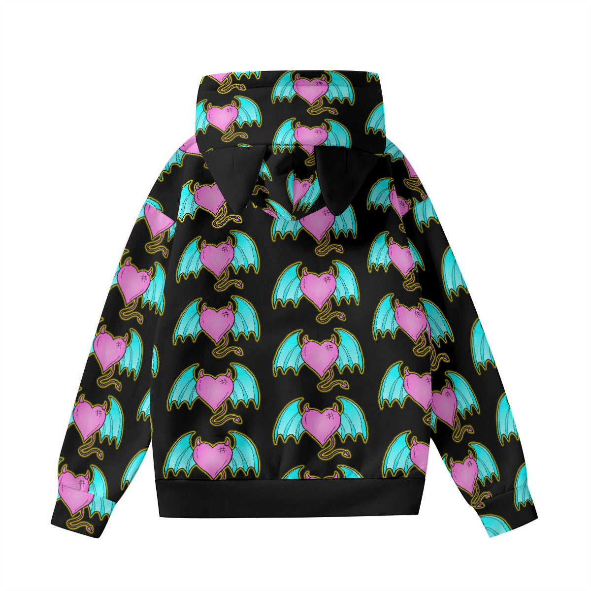 Devil of Love All-Over Print Women’s Hoodie With Decorative Ears