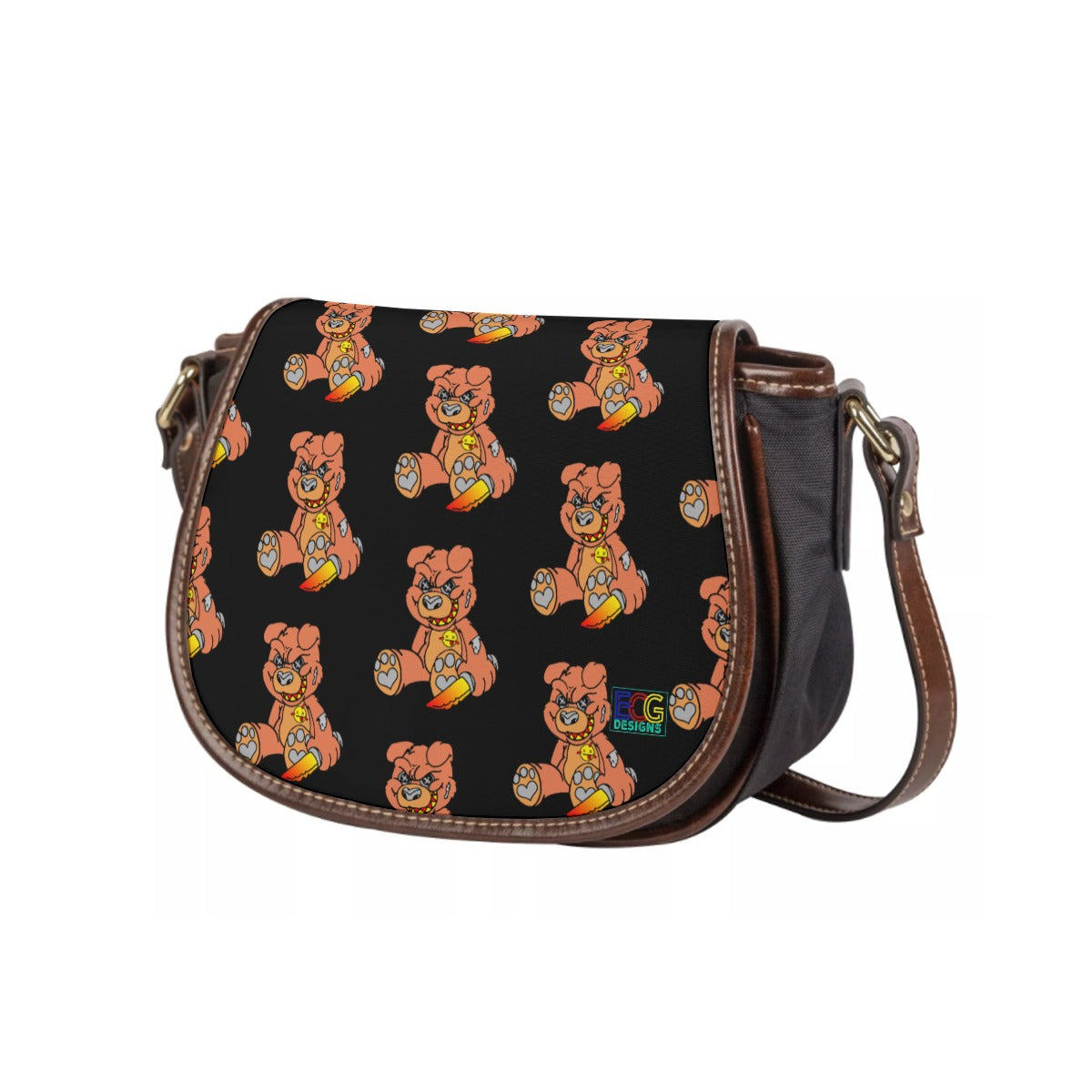 Orange Demon Bear Tambourin Bag With Single Strap