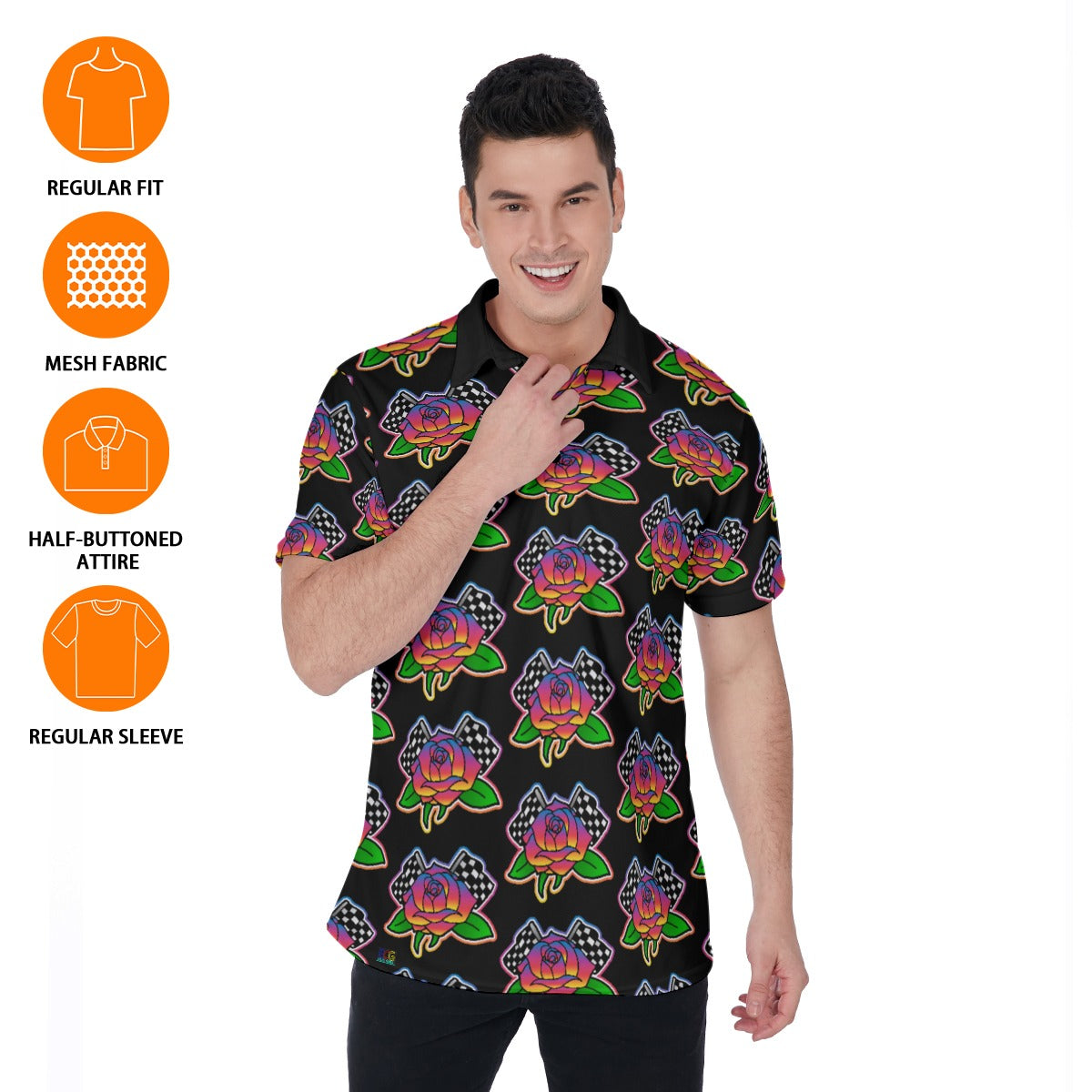 Rose to Victory All-Over Print Men's Polo Shirt