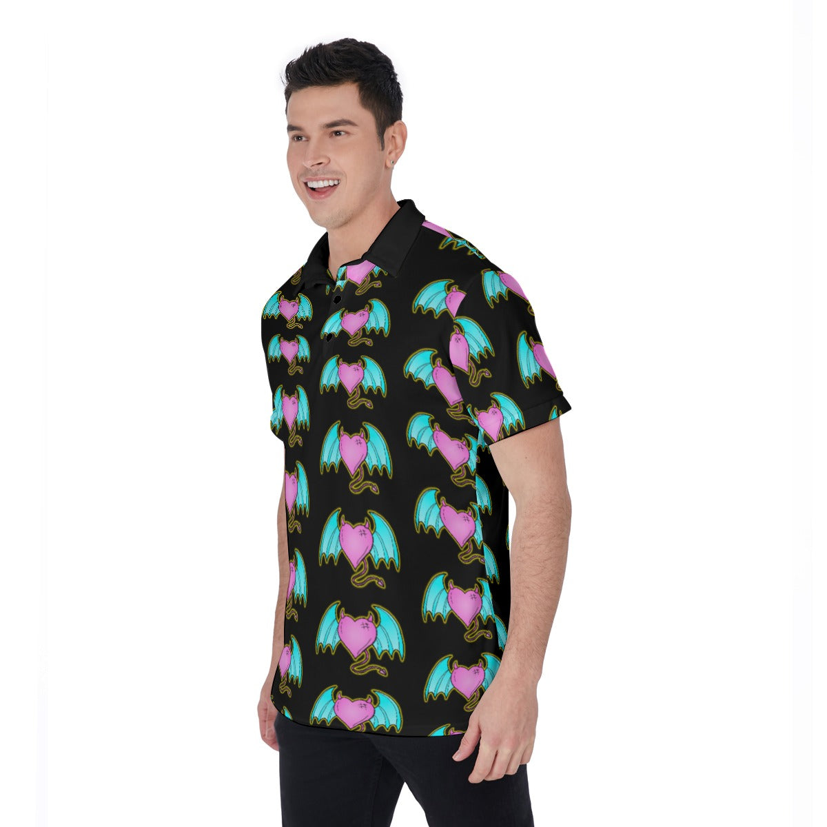 Devil of Love All-Over Print Men's Polo Shirt