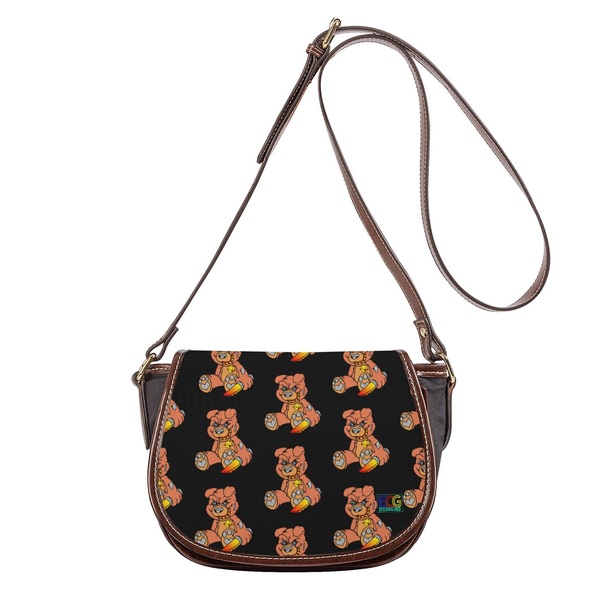 Orange Demon Bear Tambourin Bag With Single Strap