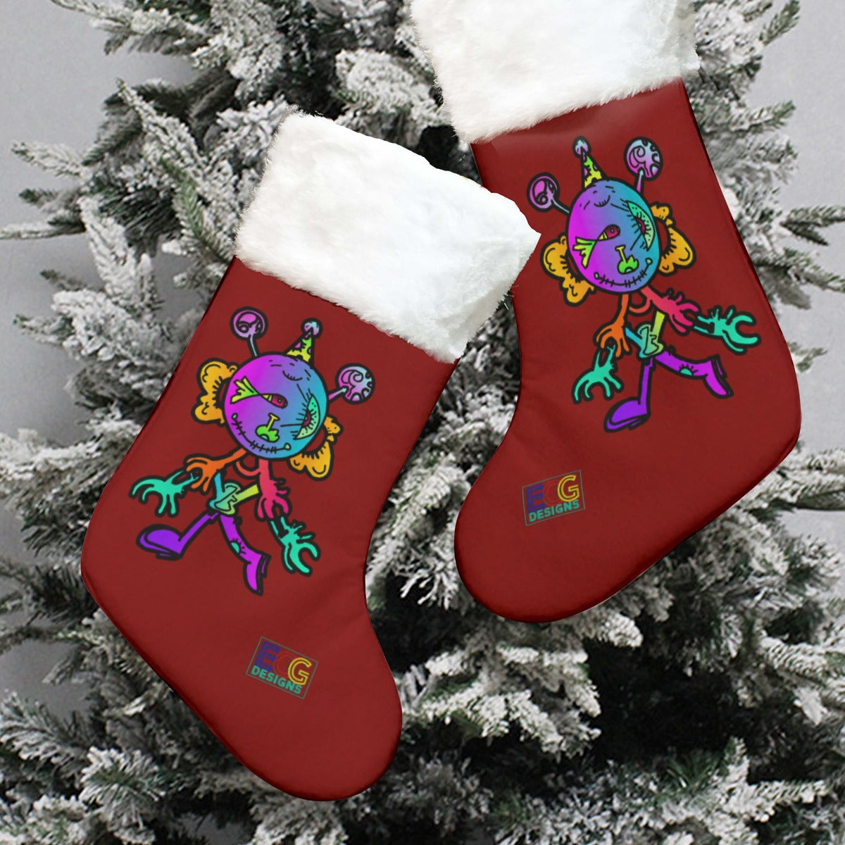 Happy Eye Day (Red) All-Over Print Christmas Stocking