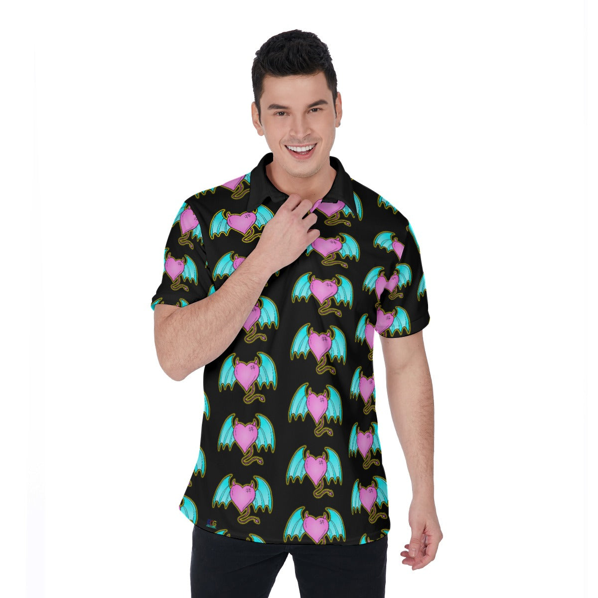 Devil of Love All-Over Print Men's Polo Shirt