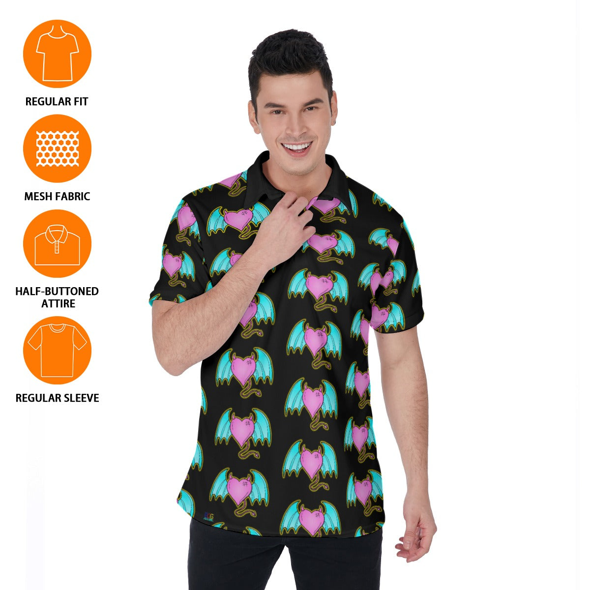 Devil of Love All-Over Print Men's Polo Shirt