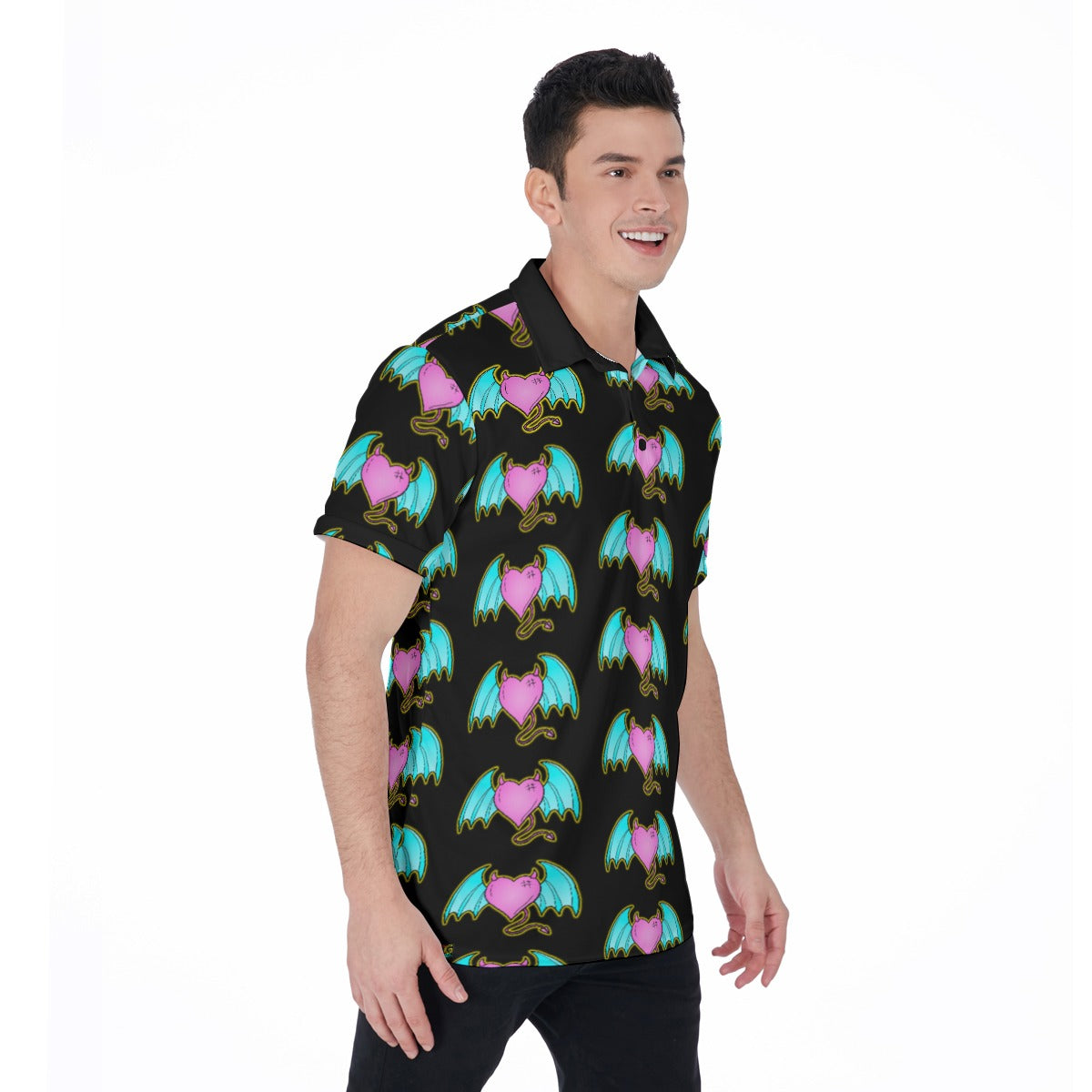 Devil of Love All-Over Print Men's Polo Shirt