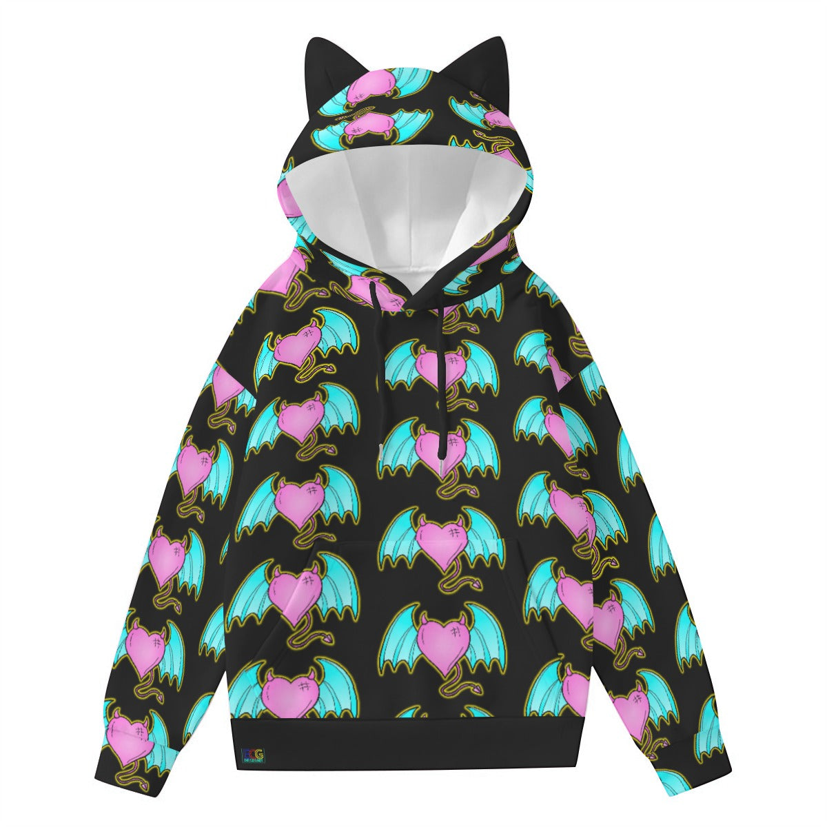 Devil of Love All-Over Print Women’s Hoodie With Decorative Ears