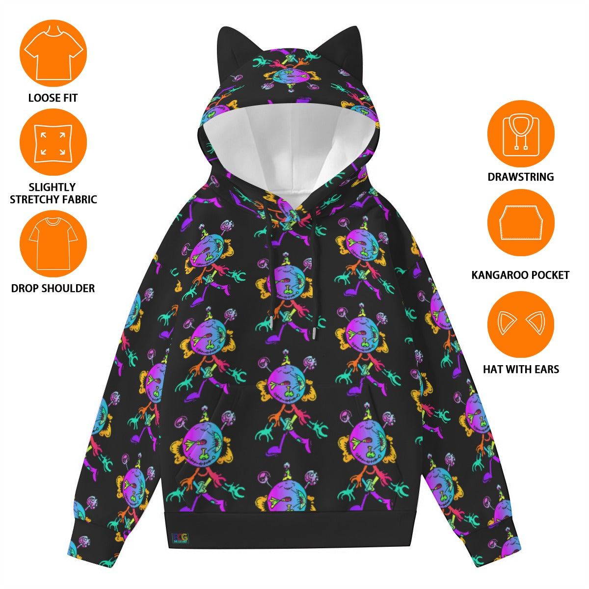 Happy Eye Day All-Over Print Women’s Hoodie With Decorative Ears