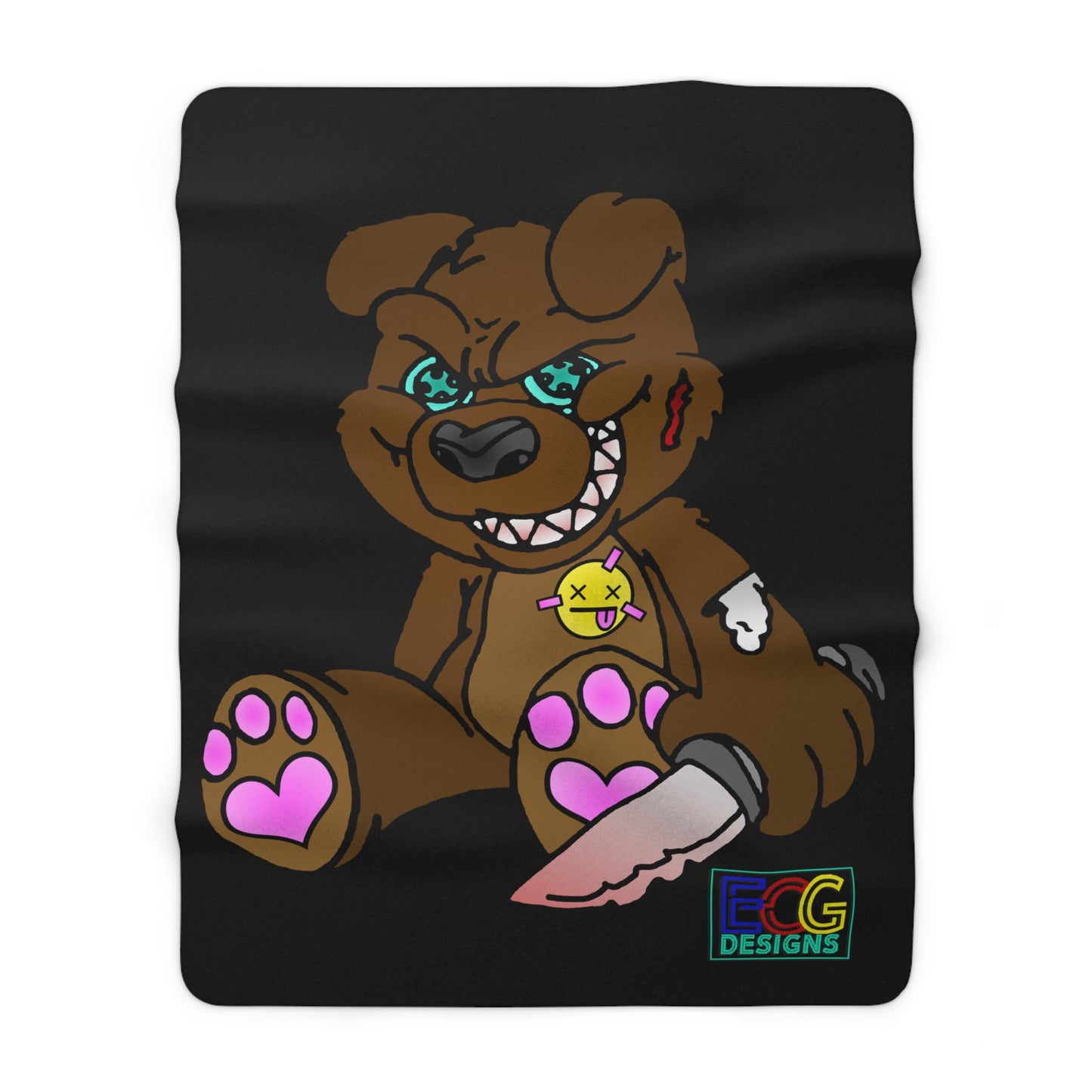 Brown Demon Bear Sherpa Fleece Blanket