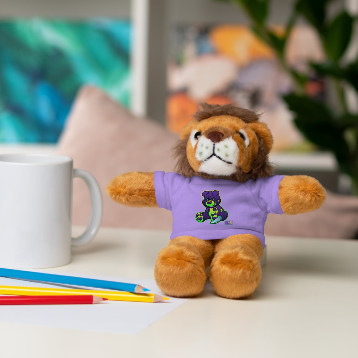 Purple and Green Demon Bear Stuffed Animals with Tee