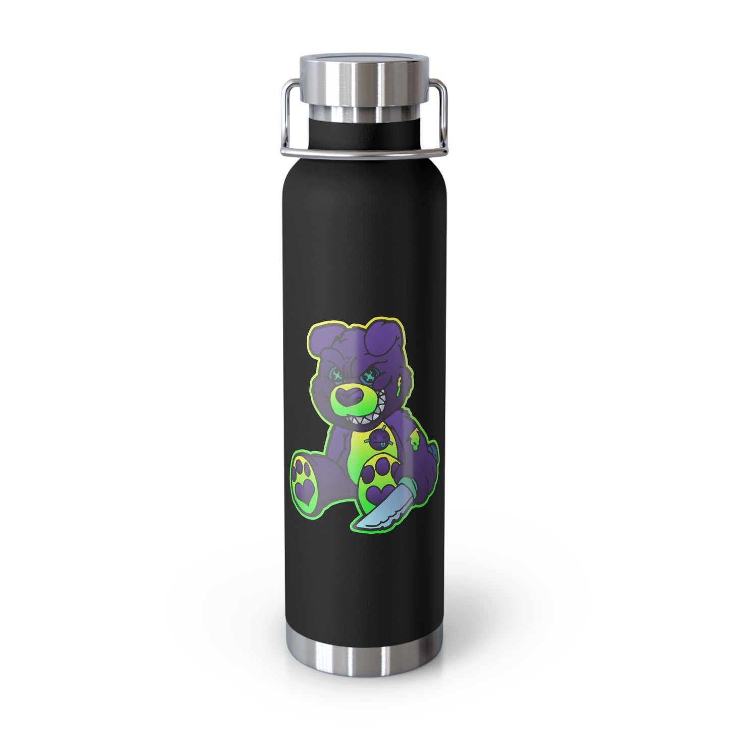 Purple and Green Demon Bear 22oz Vacuum Insulated Bottle