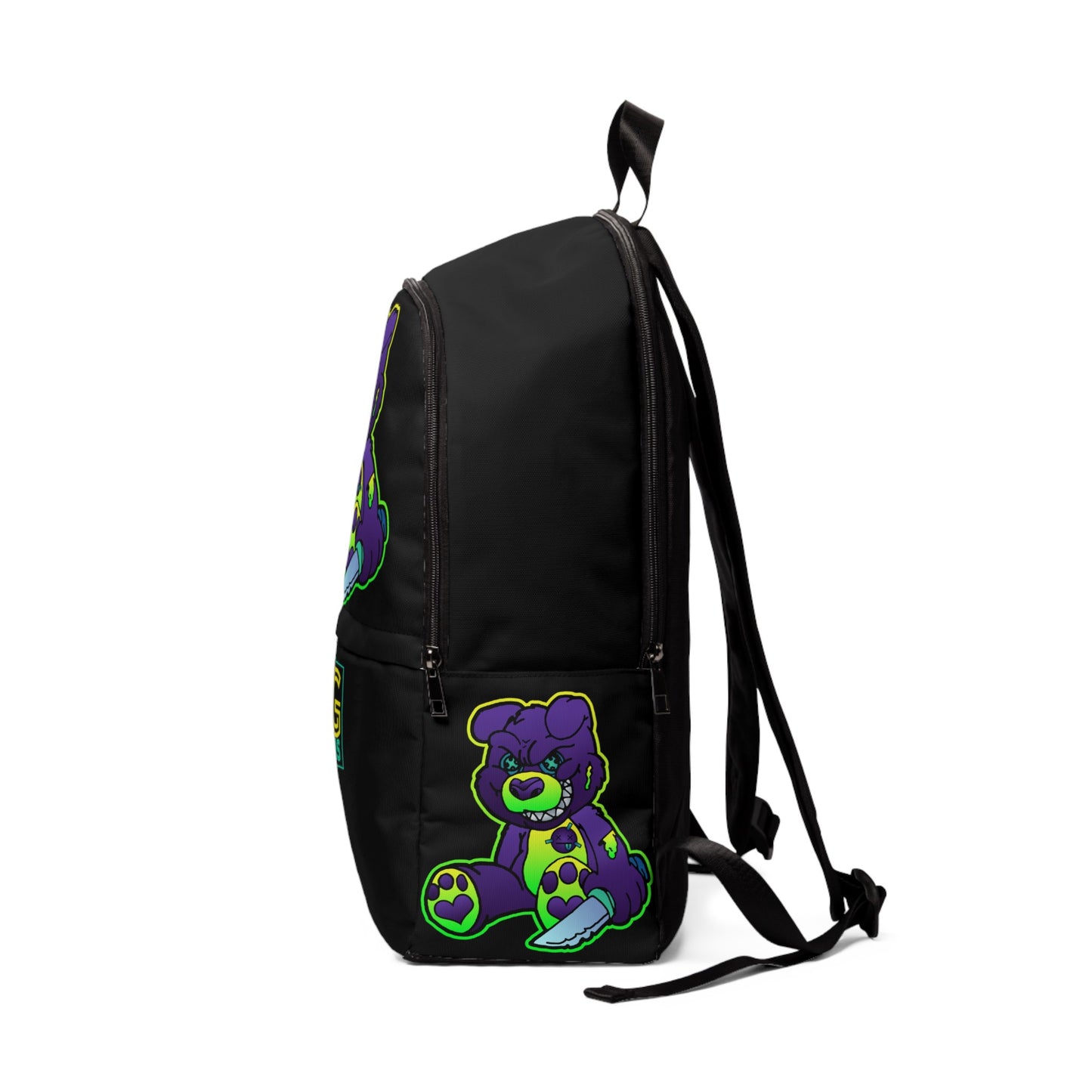 Purple and Green Demon Bear Unisex Fabric Backpack