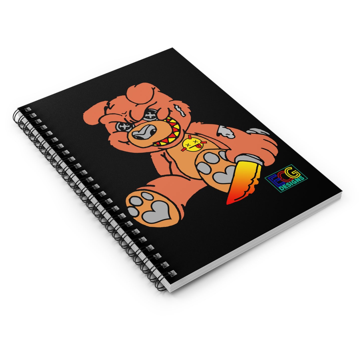 Orange Demon Bear Spiral Notebook - Ruled Line