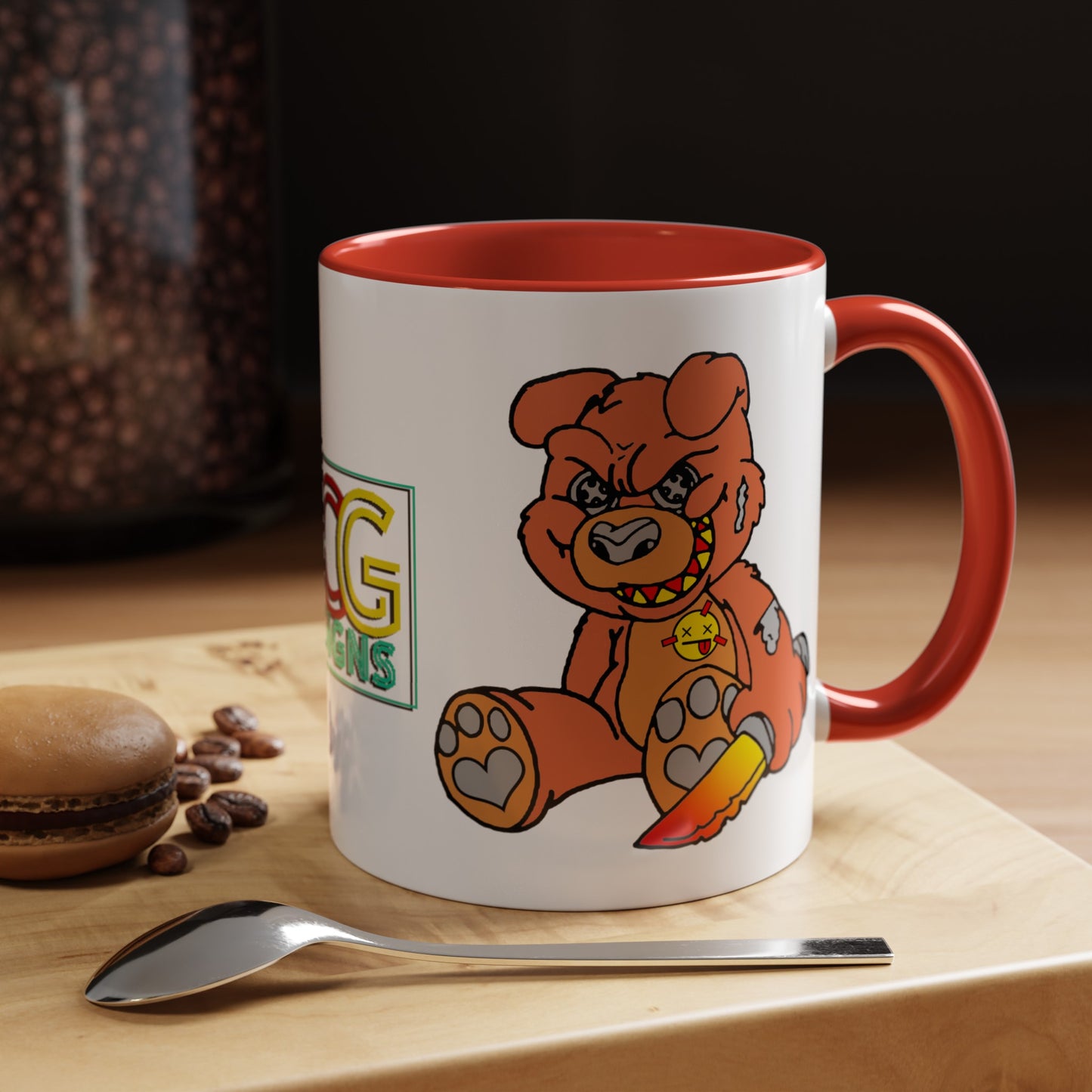 Orange Demon Bear Accent Coffee Mug, 11oz