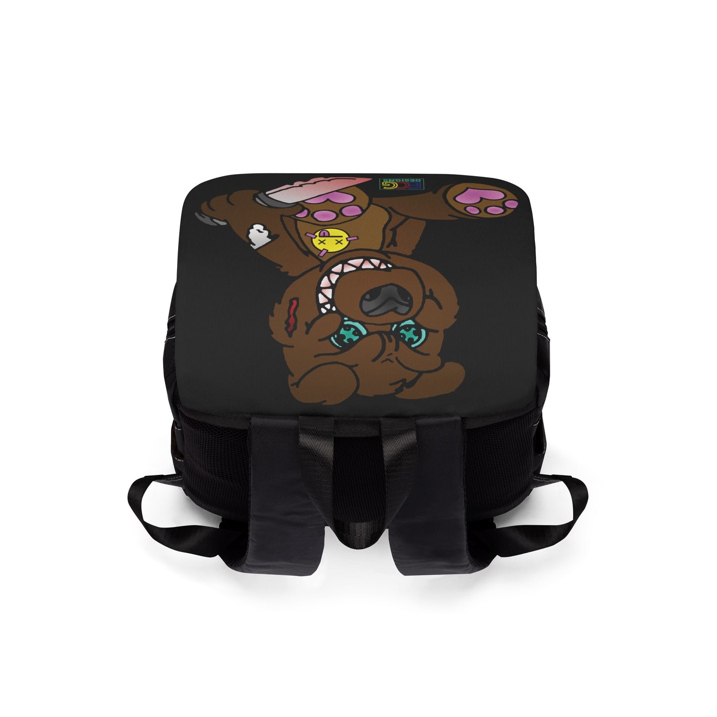 Brown Demon Bear Unisex Casual Shoulder Backpack