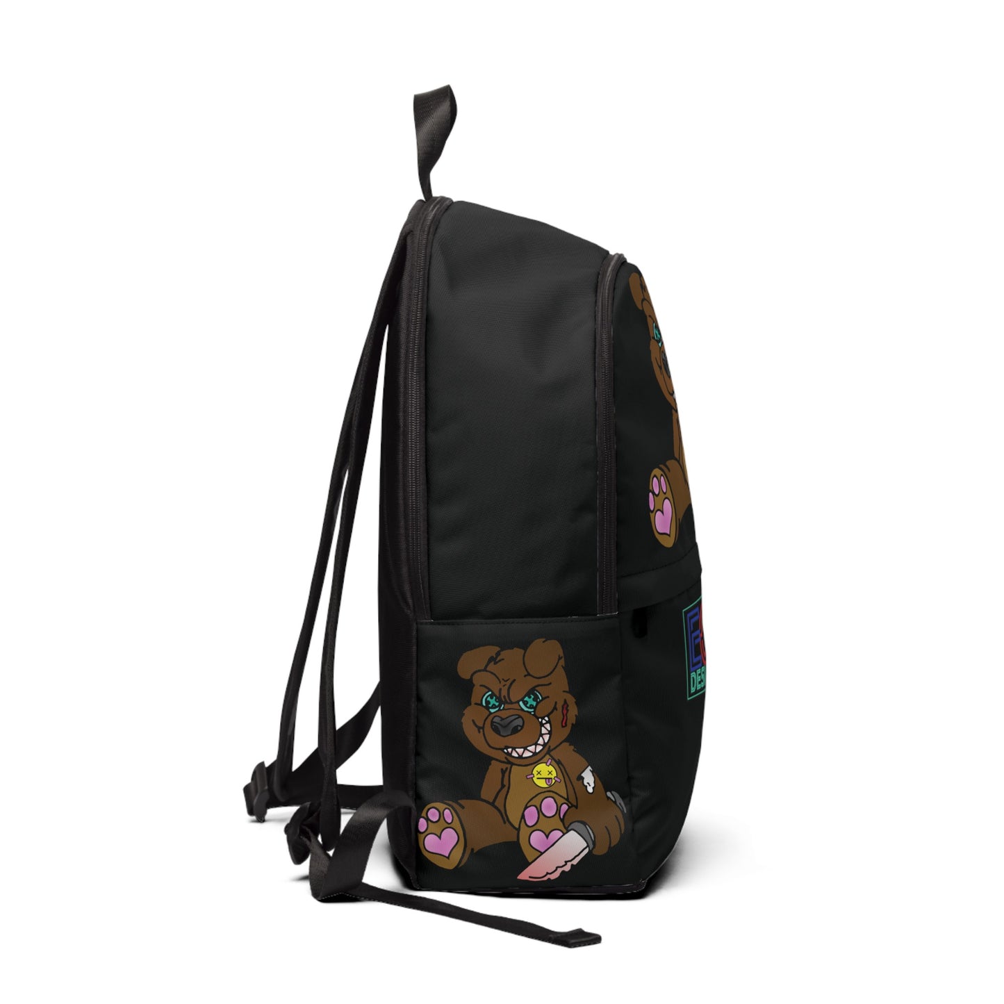 Brown Demon Bear Unisex Fabric Backpack