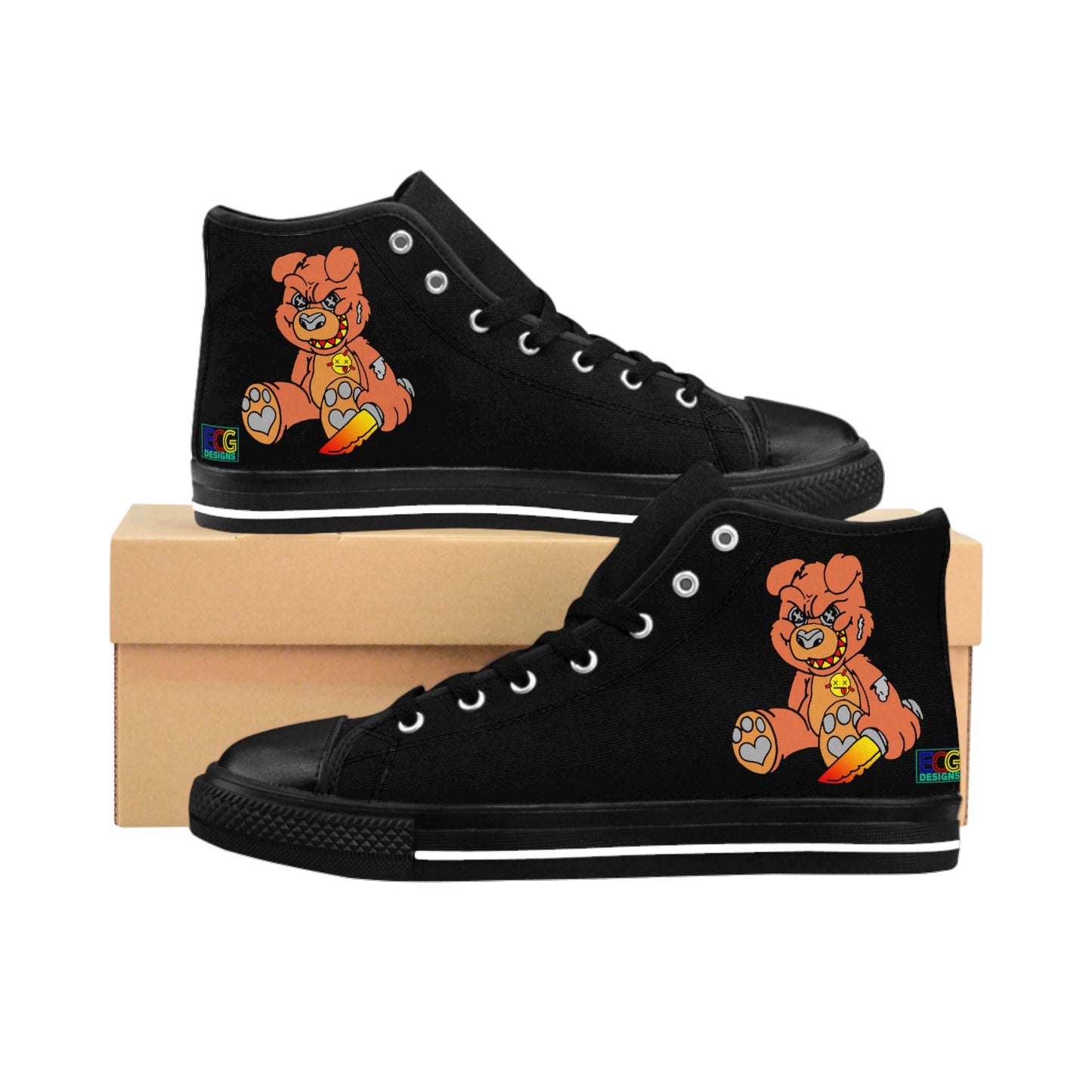 Orange Demon Bear Women's Classic Sneakers