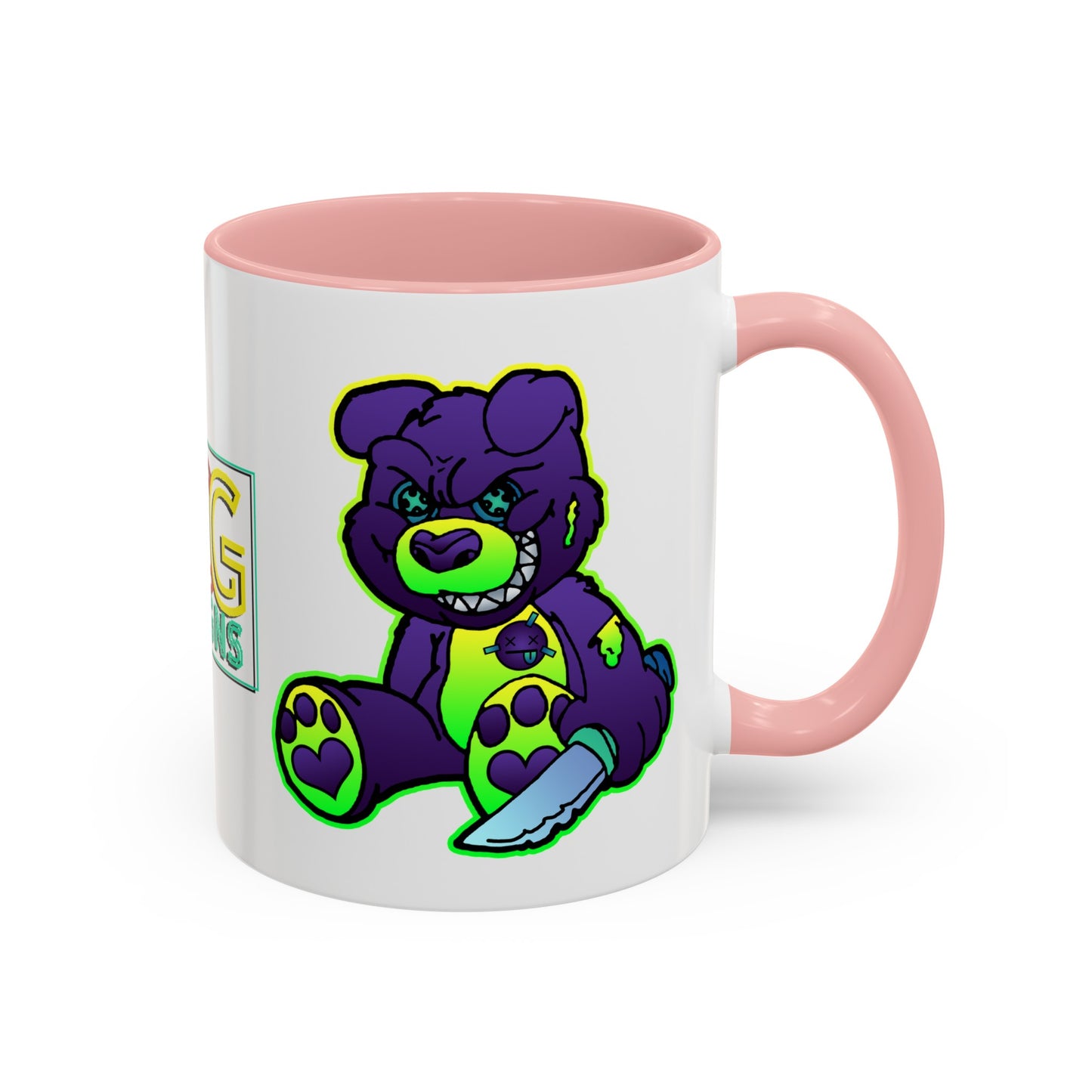 Purple and Green Demon Bear Accent Coffee Mug, 11oz