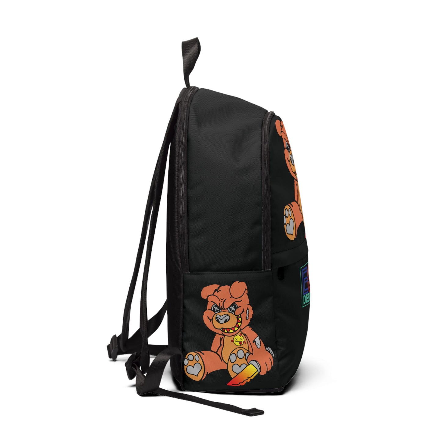 Orange Demon Bear Unisex Fabric Backpack