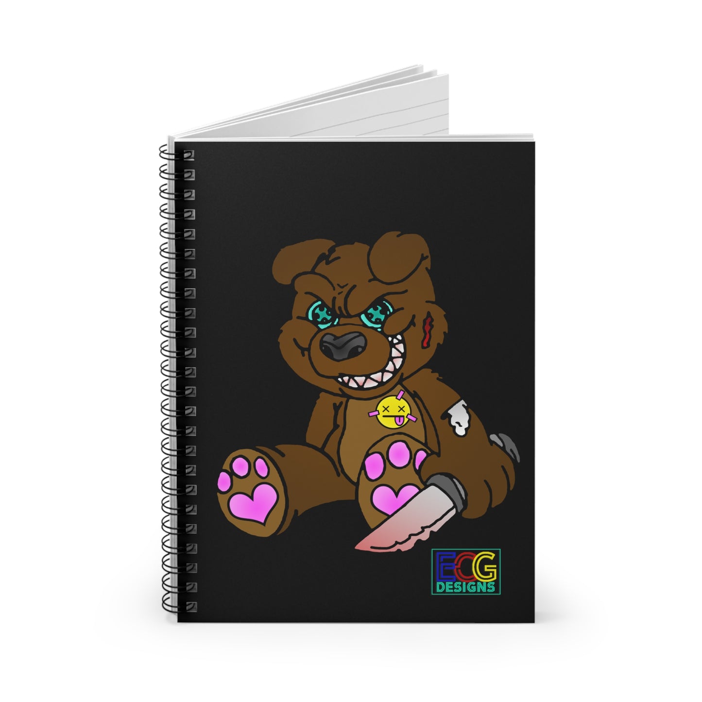 Brown Demon Bear Spiral Notebook - Ruled Line