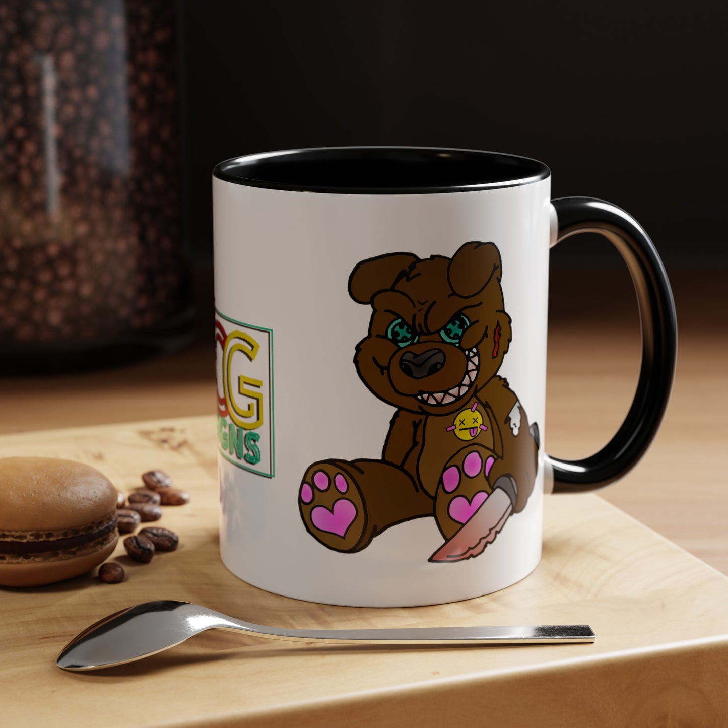 Brown Demon Bear Accent Coffee Mug, 11oz