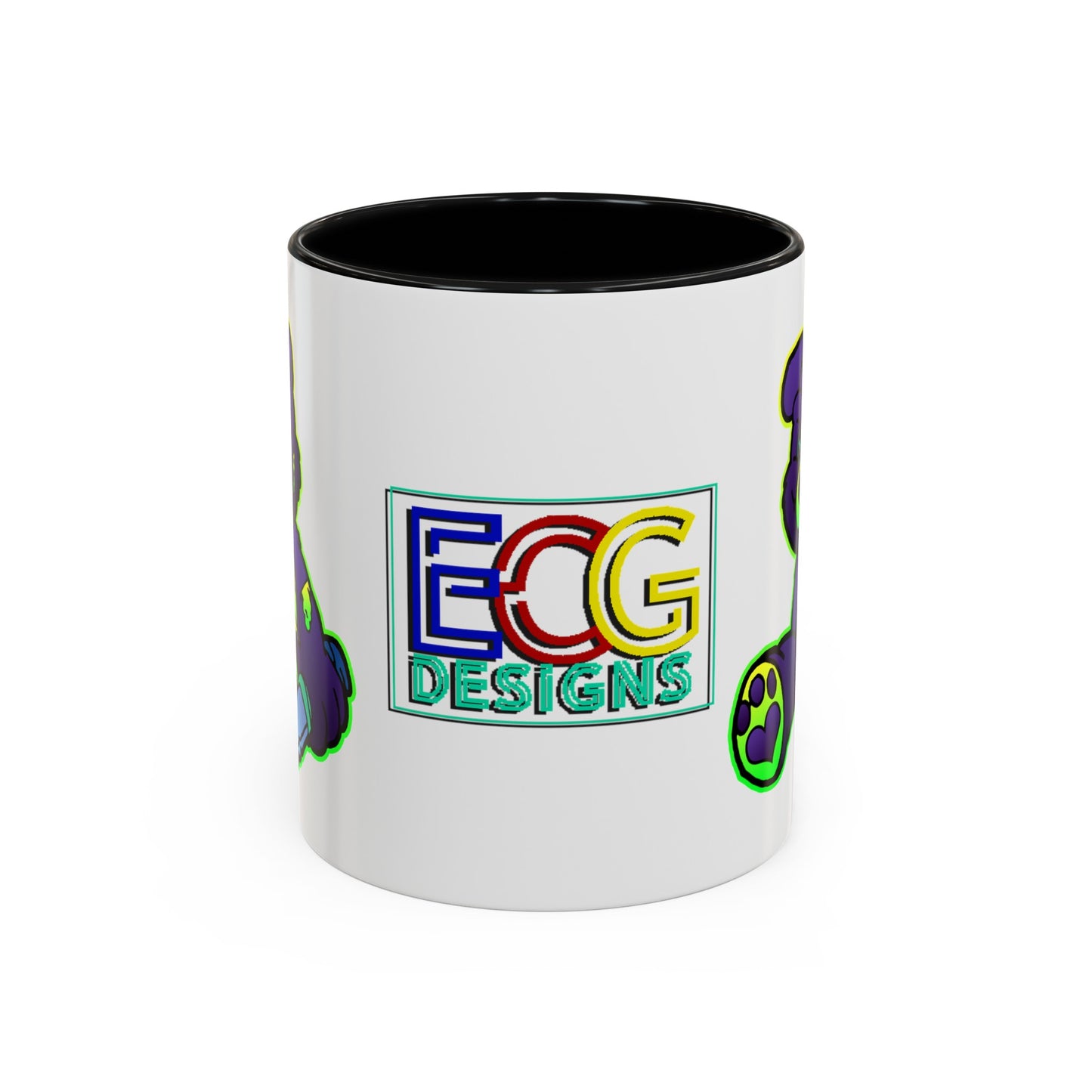 Purple and Green Demon Bear Accent Coffee Mug, 11oz