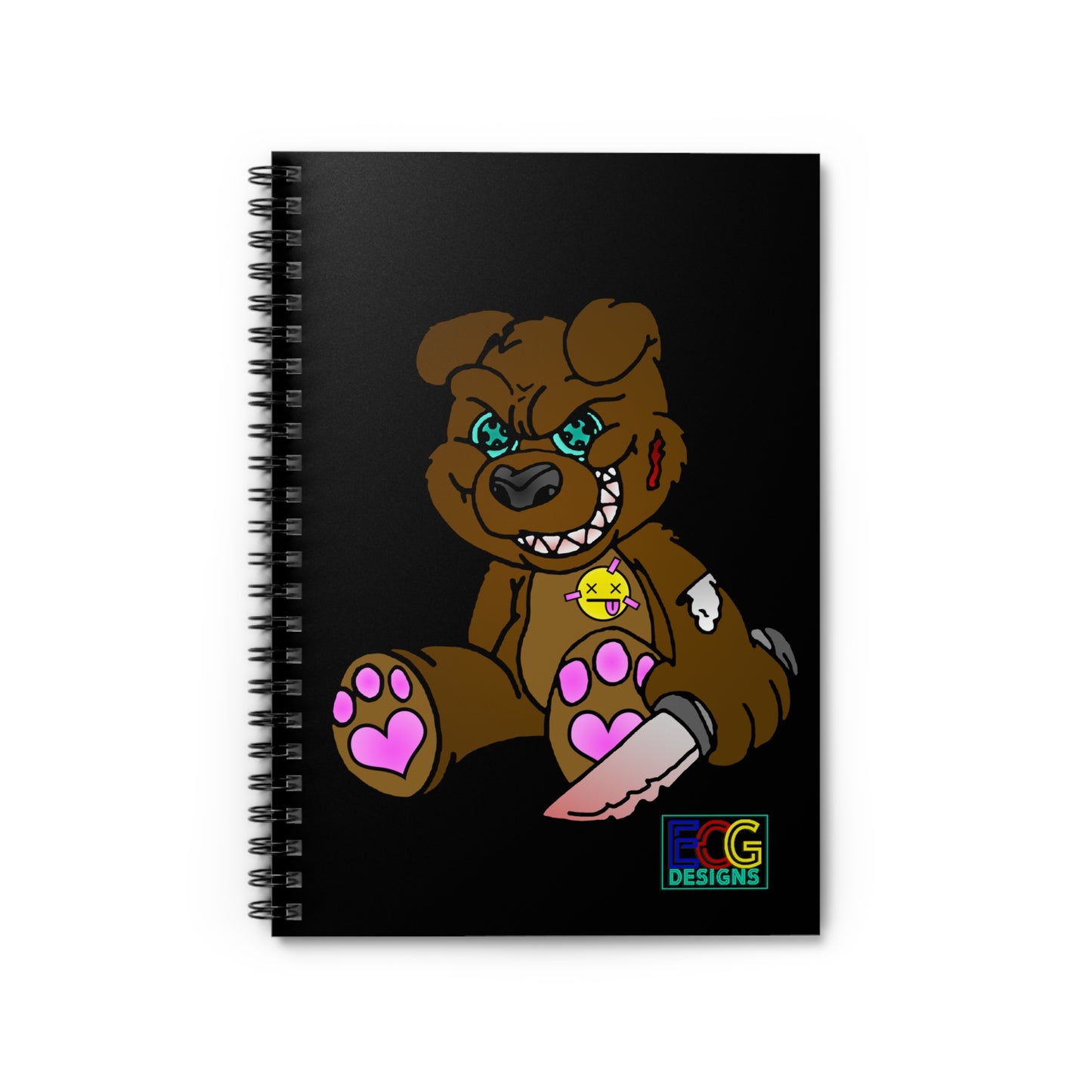 Brown Demon Bear Spiral Notebook - Ruled Line