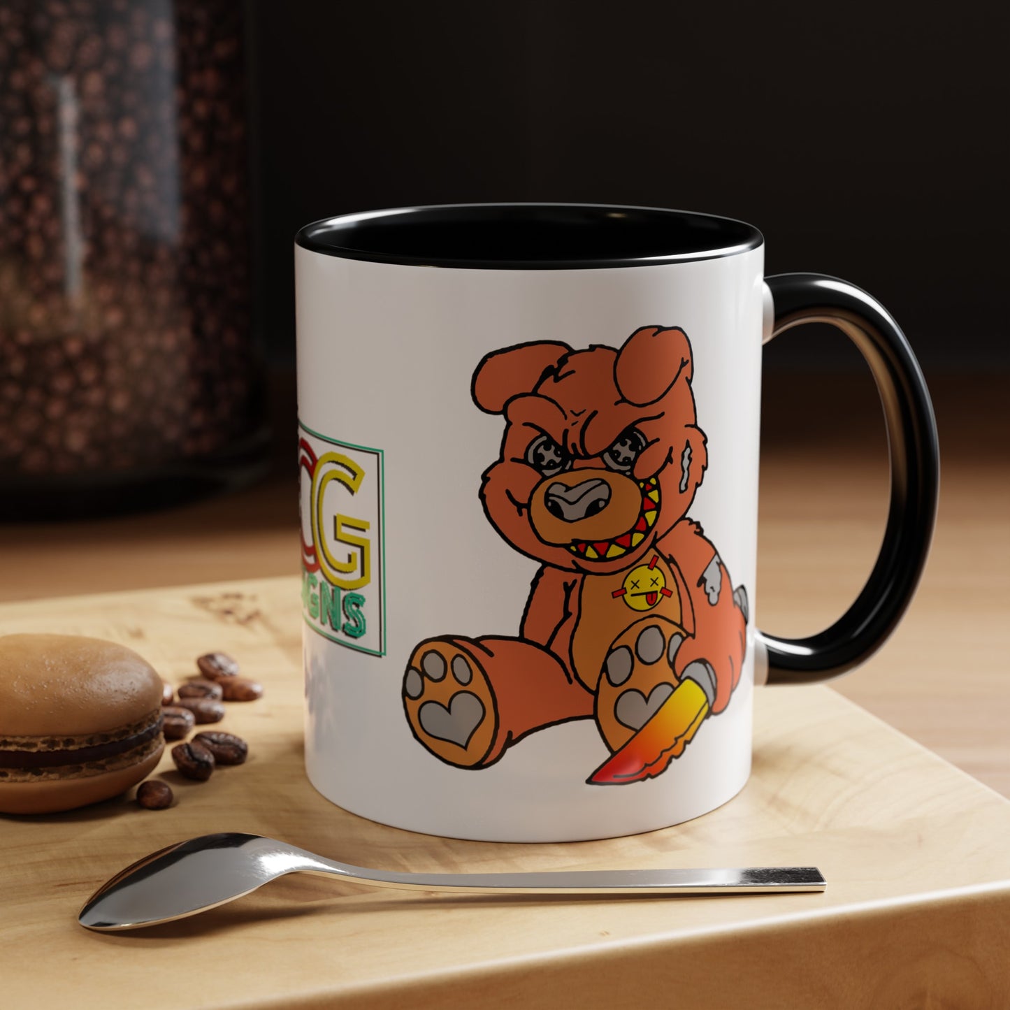 Orange Demon Bear Accent Coffee Mug, 11oz