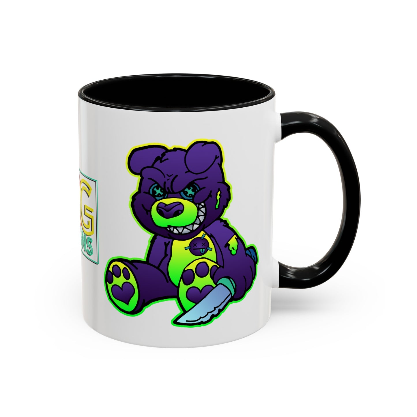 Purple and Green Demon Bear Accent Coffee Mug, 11oz