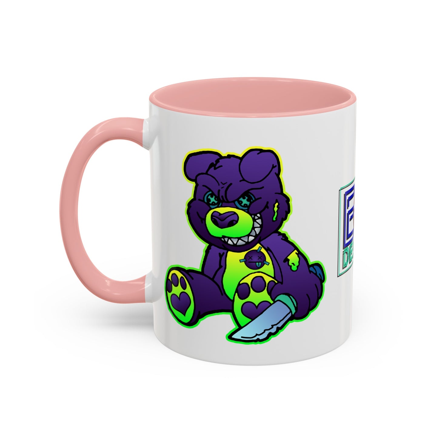 Purple and Green Demon Bear Accent Coffee Mug, 11oz