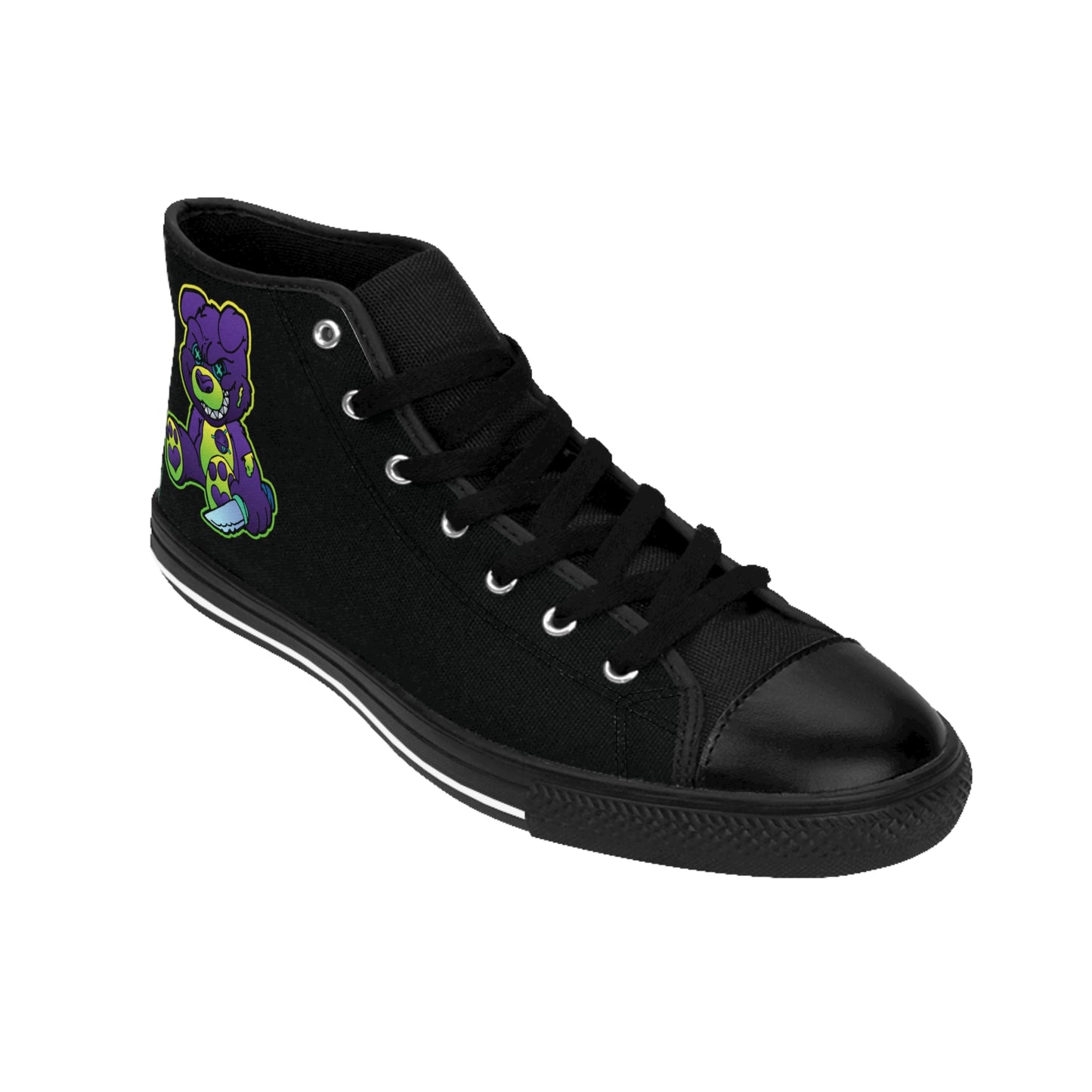 Purple and Green Demon Bear Women's Classic Sneakers