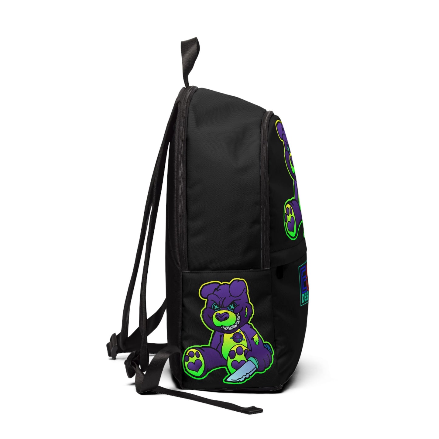 Purple and Green Demon Bear Unisex Fabric Backpack